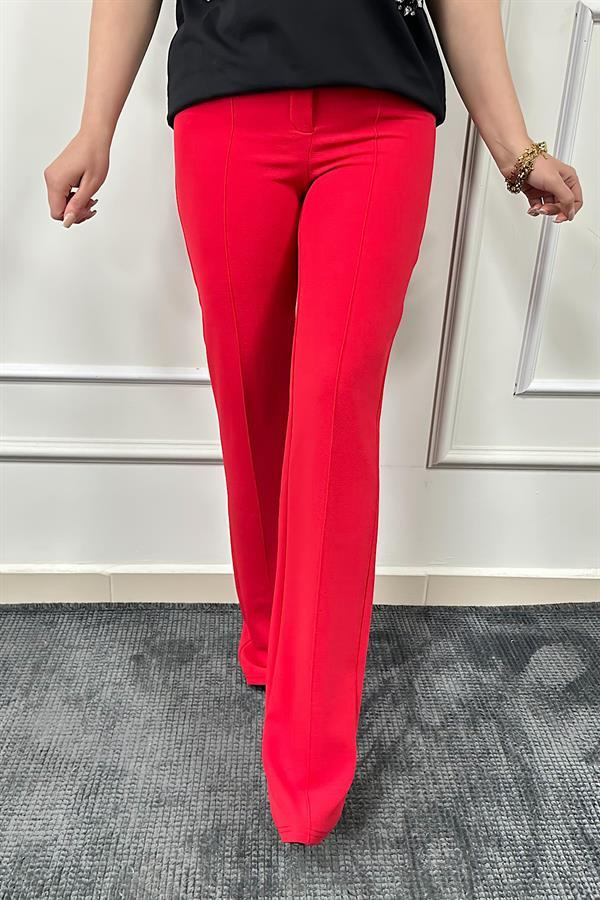 Biyeli Palazzo Pantolon KIRMIZI-23MeALT00057