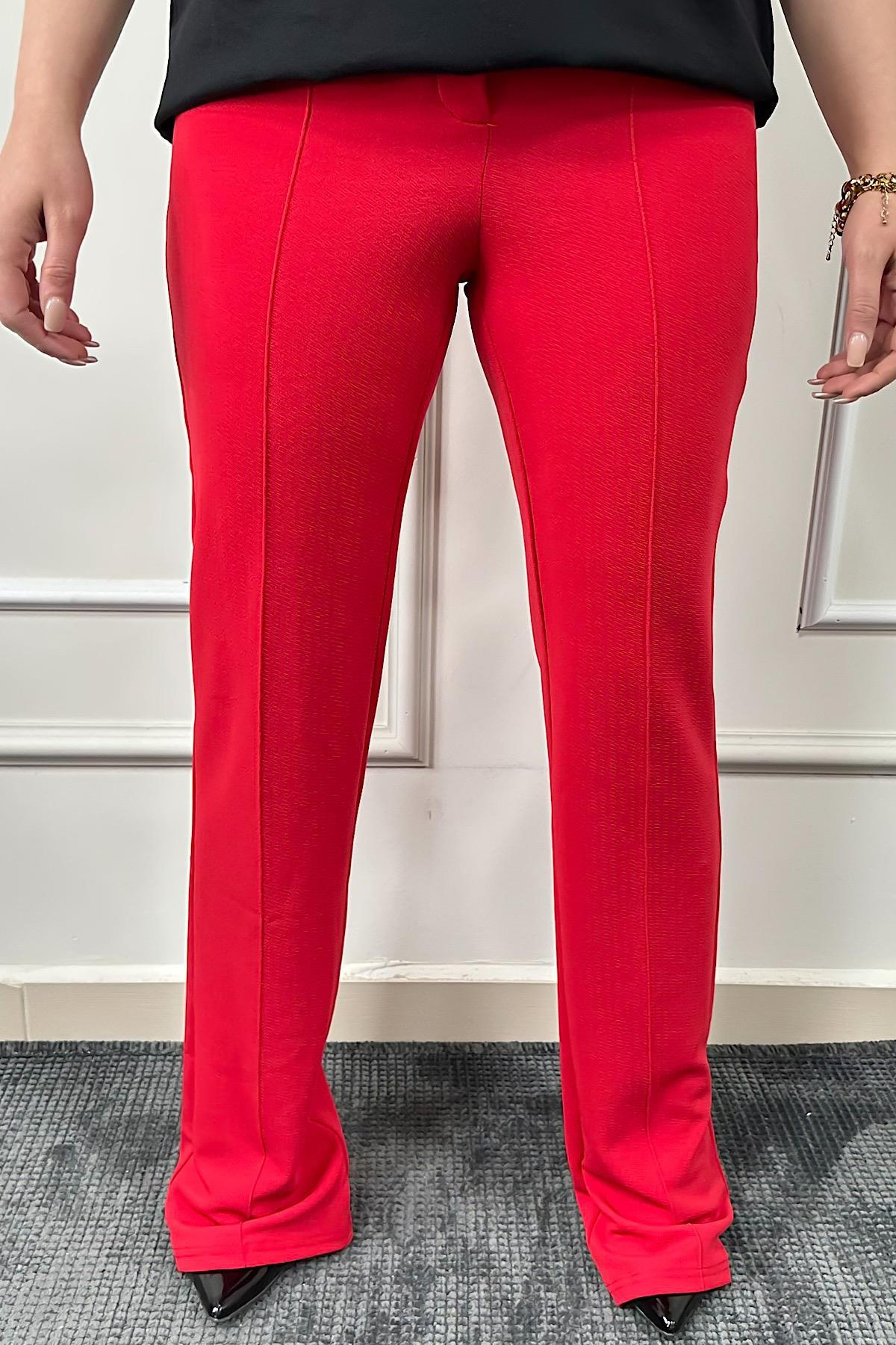 Biyeli Palazzo Pantolon KIRMIZI-23MeALT00057