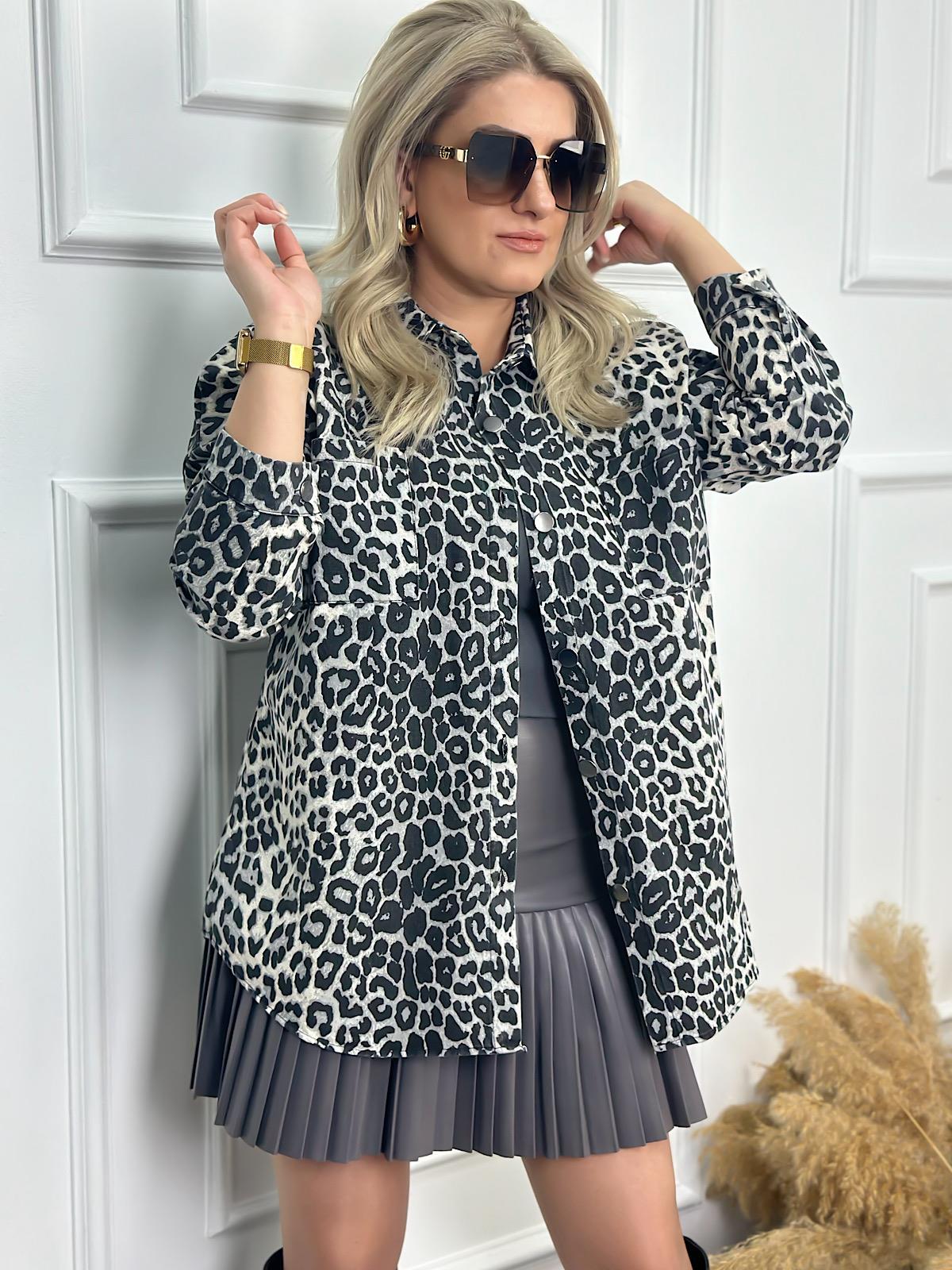 Cepli leopar Gömlek GRİ-23MeUST00093
