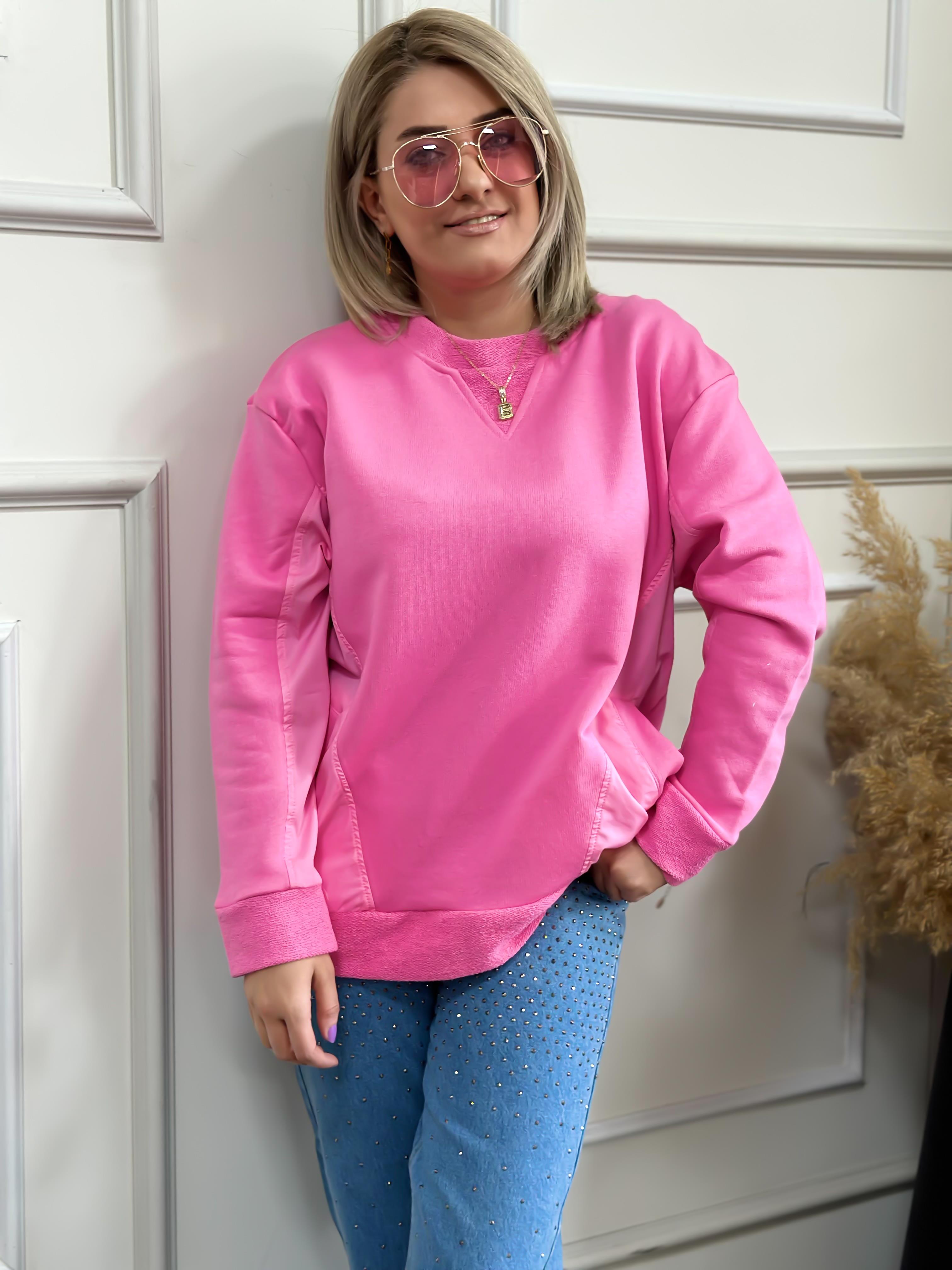 Cepli Poplin Detaylı Sweatshırt PEMBE-23KUST000022