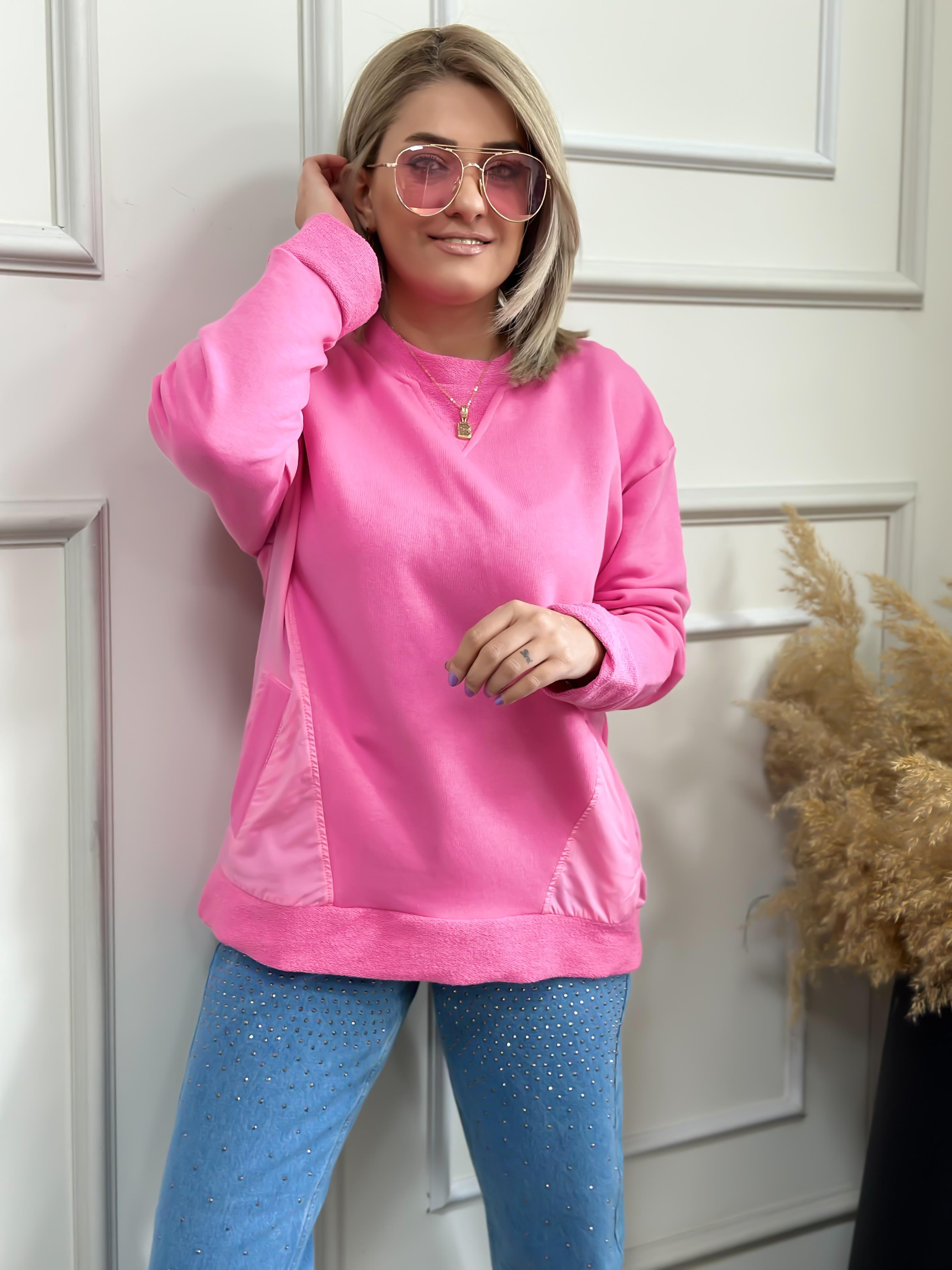 Cepli Poplin Detaylı Sweatshırt PEMBE-23KUST000022