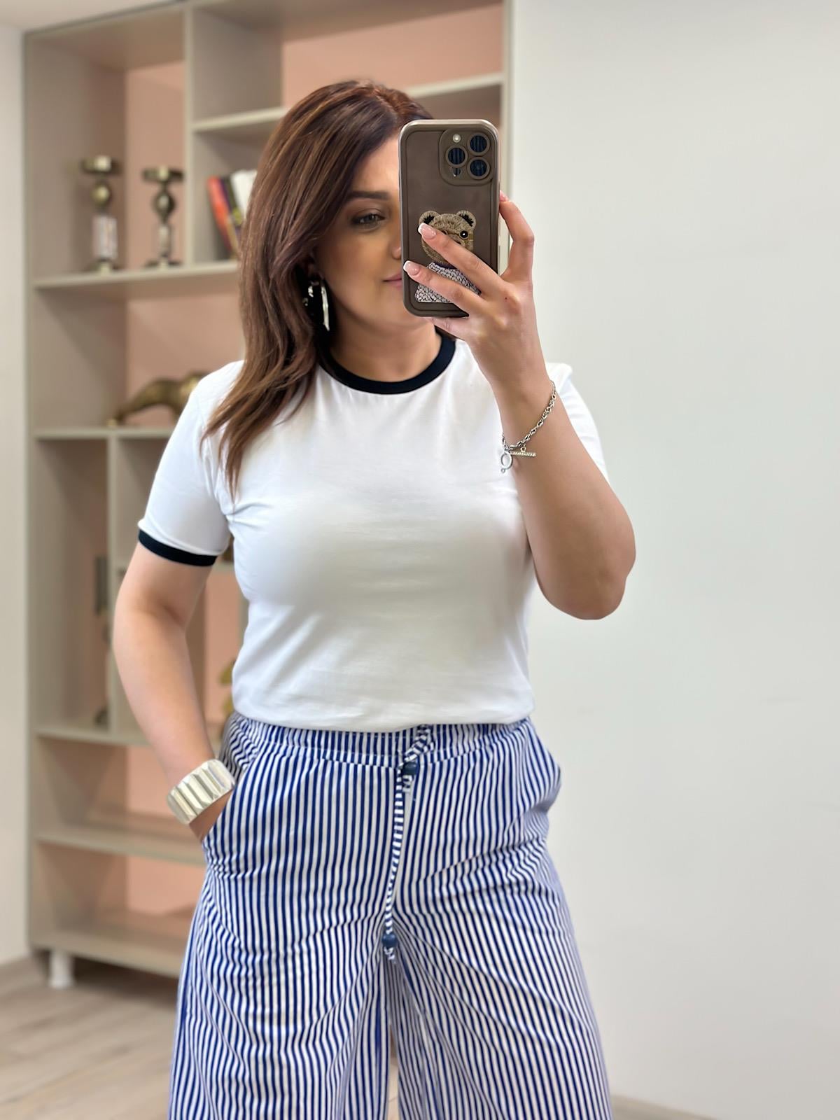 Çift Görünümlü Tshirt BEYAZ-23YUST000180