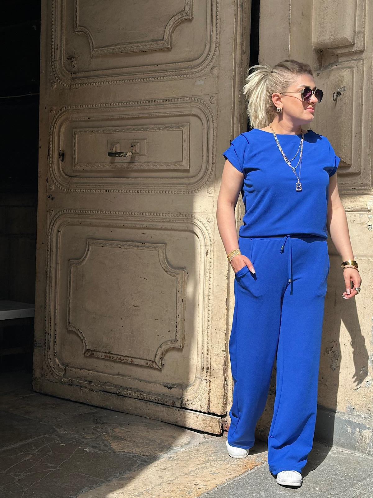 Drapeli Likralı Crep Kumaş Bluz Pantolon Takım SAKS-23MeUST00078