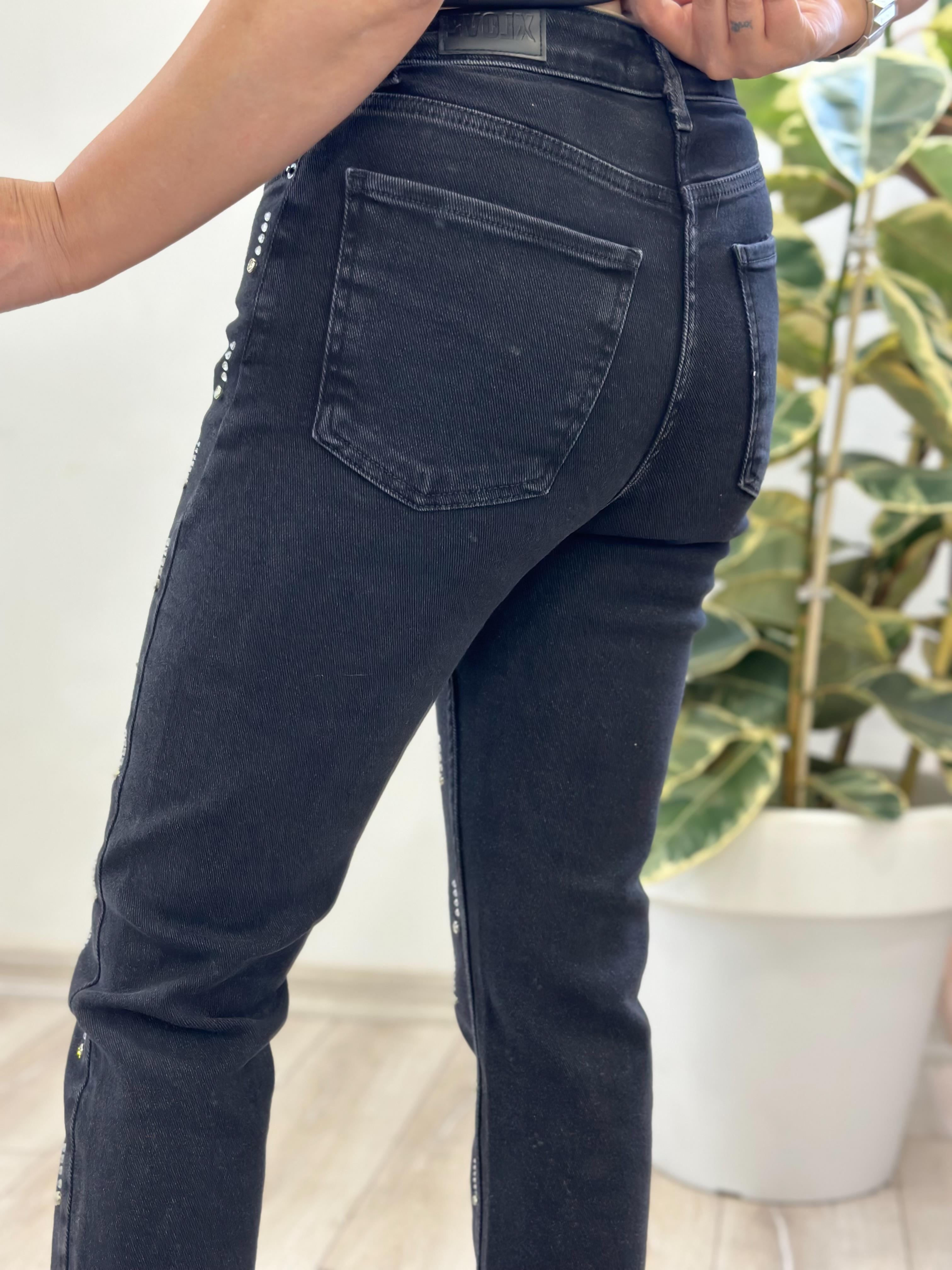 Droplı Taş Detaylı Jean SİYAH-23YALT000069