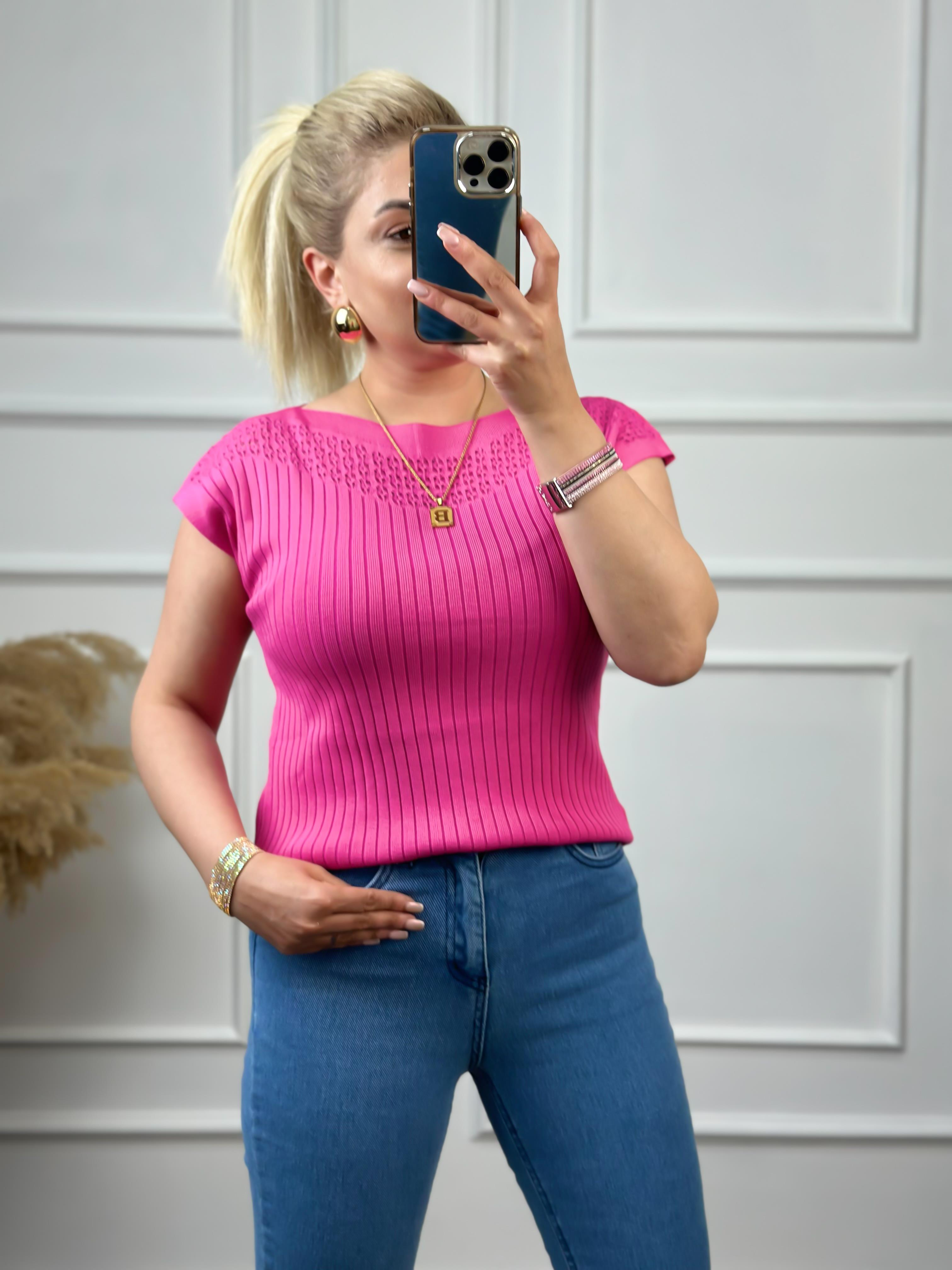 Fitli Kayık Yaka Bluz FUŞYA-23MeUST00083