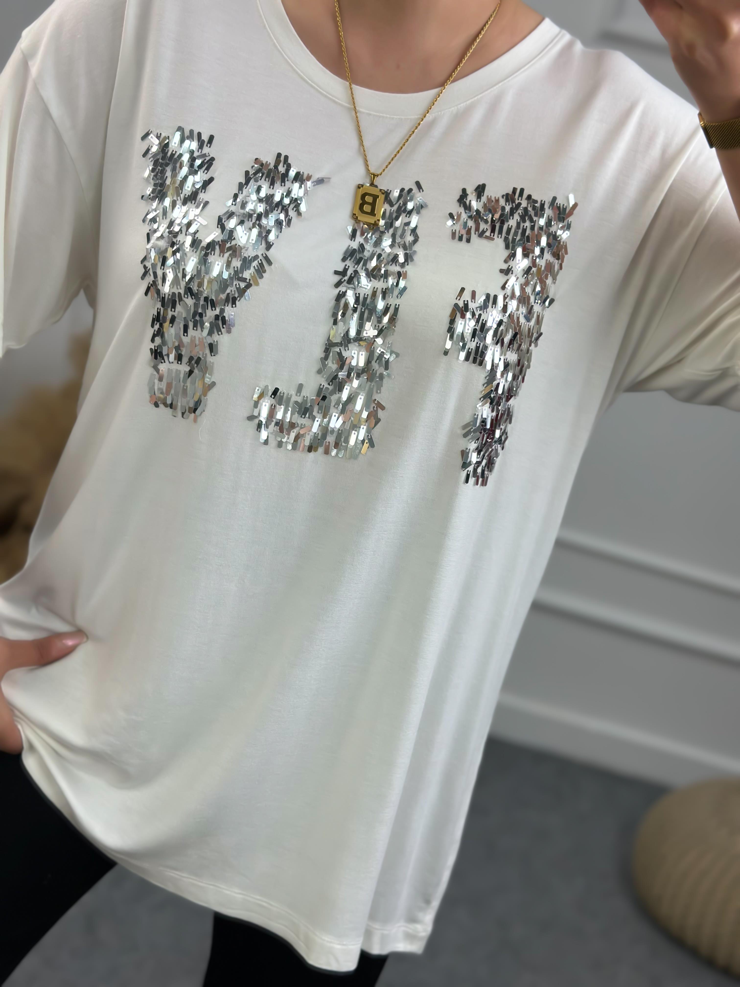 Fly Desen Pullu Bluz BEYAZ-23YUST000081