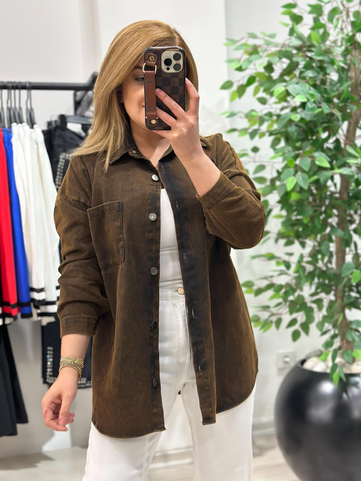 Gabardin  Gömlek ACI KAHVE-23MeUST00103