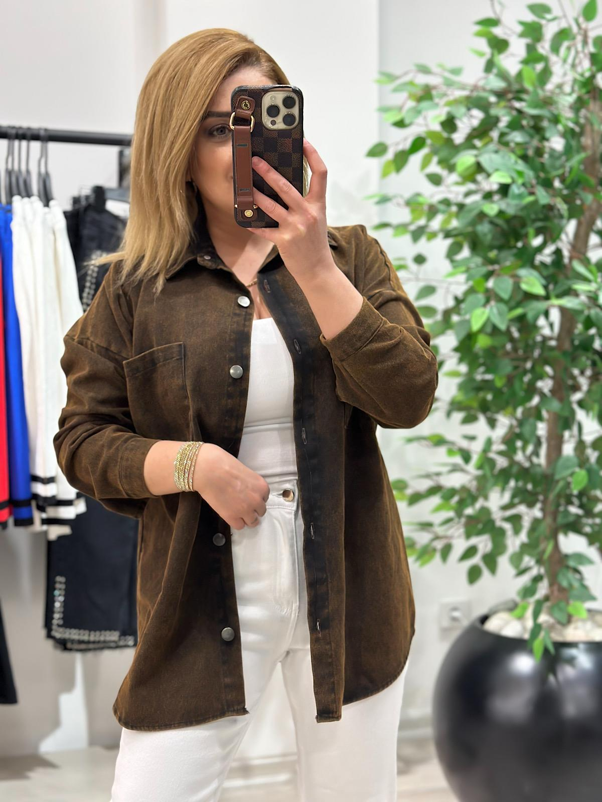 Gabardin  Gömlek ACI KAHVE-23MeUST00103