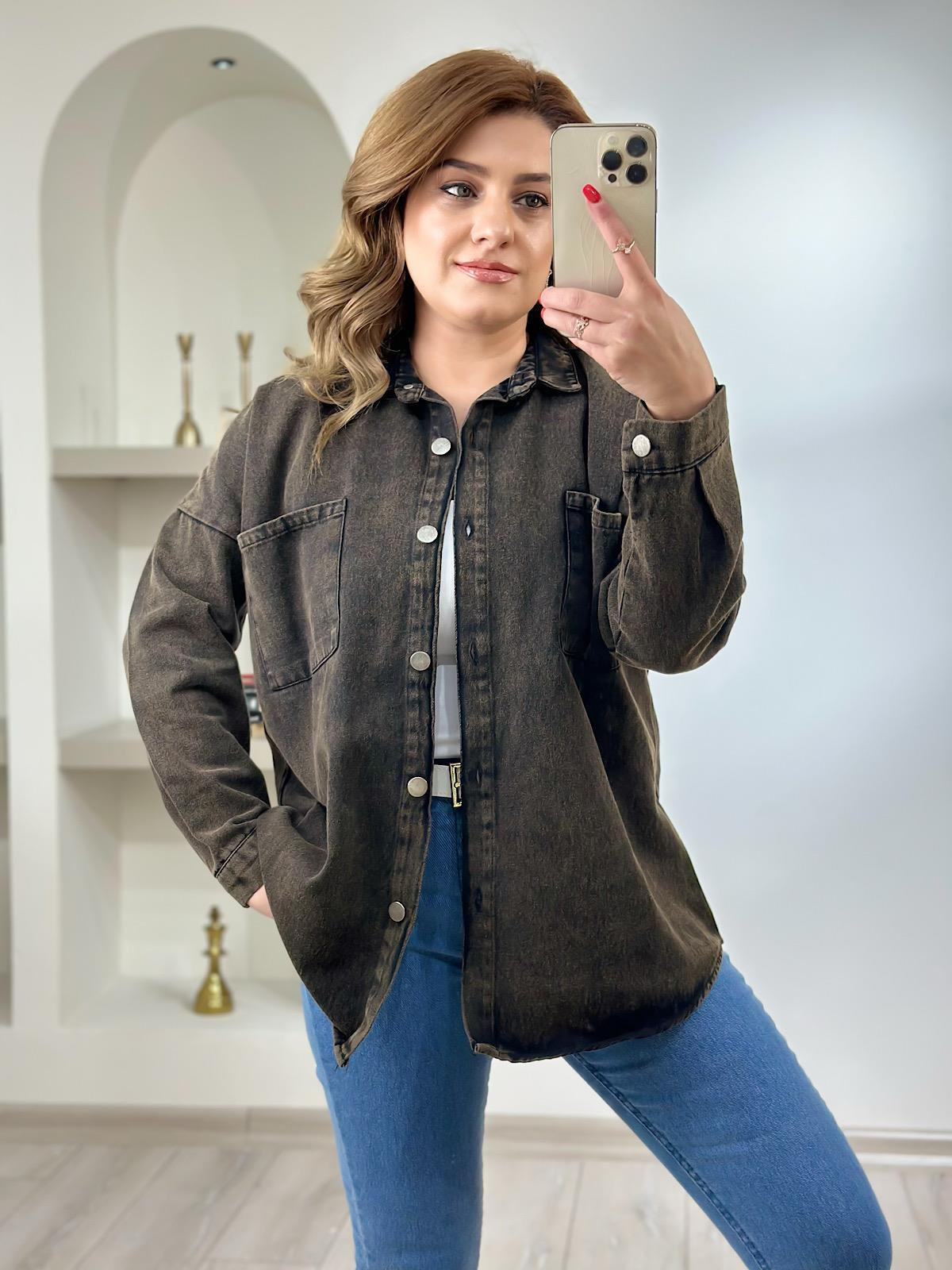 Gabardin  Gömlek FÜME-23MeUST00103