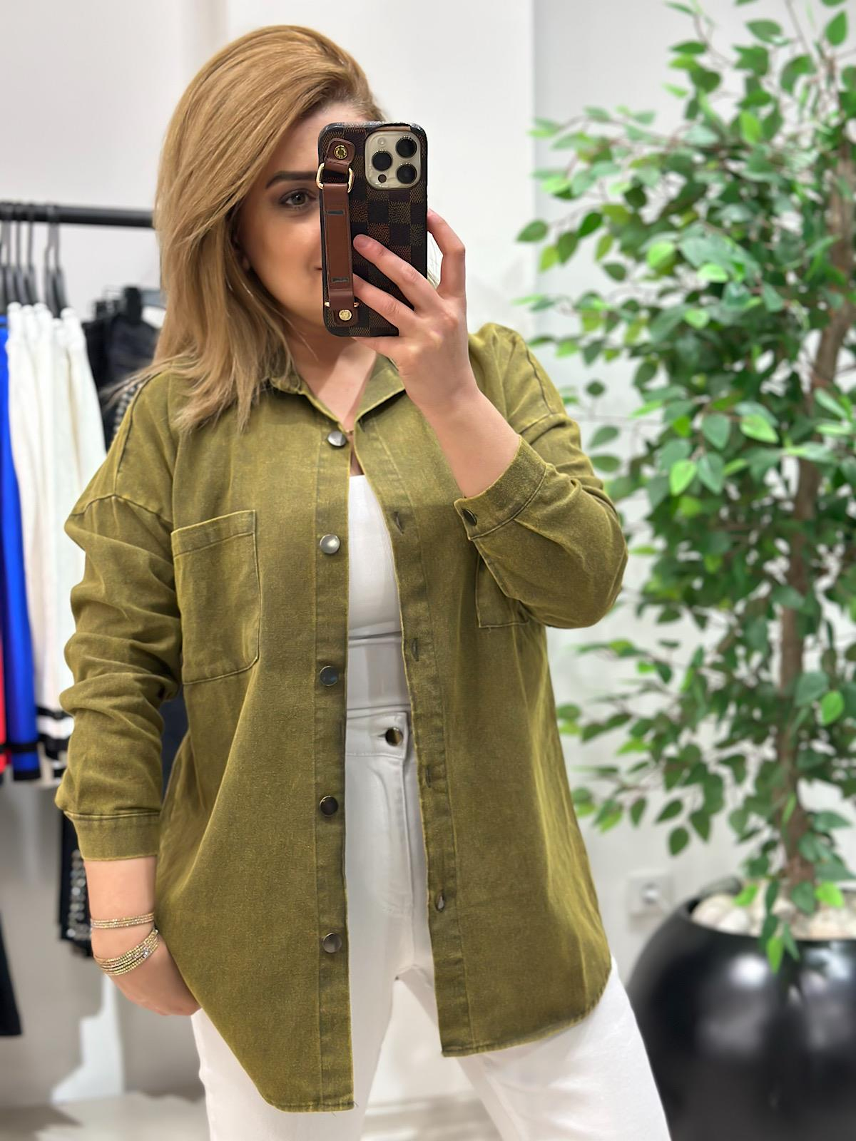 Gabardin  Gömlek HAKİ-23MeUST00103
