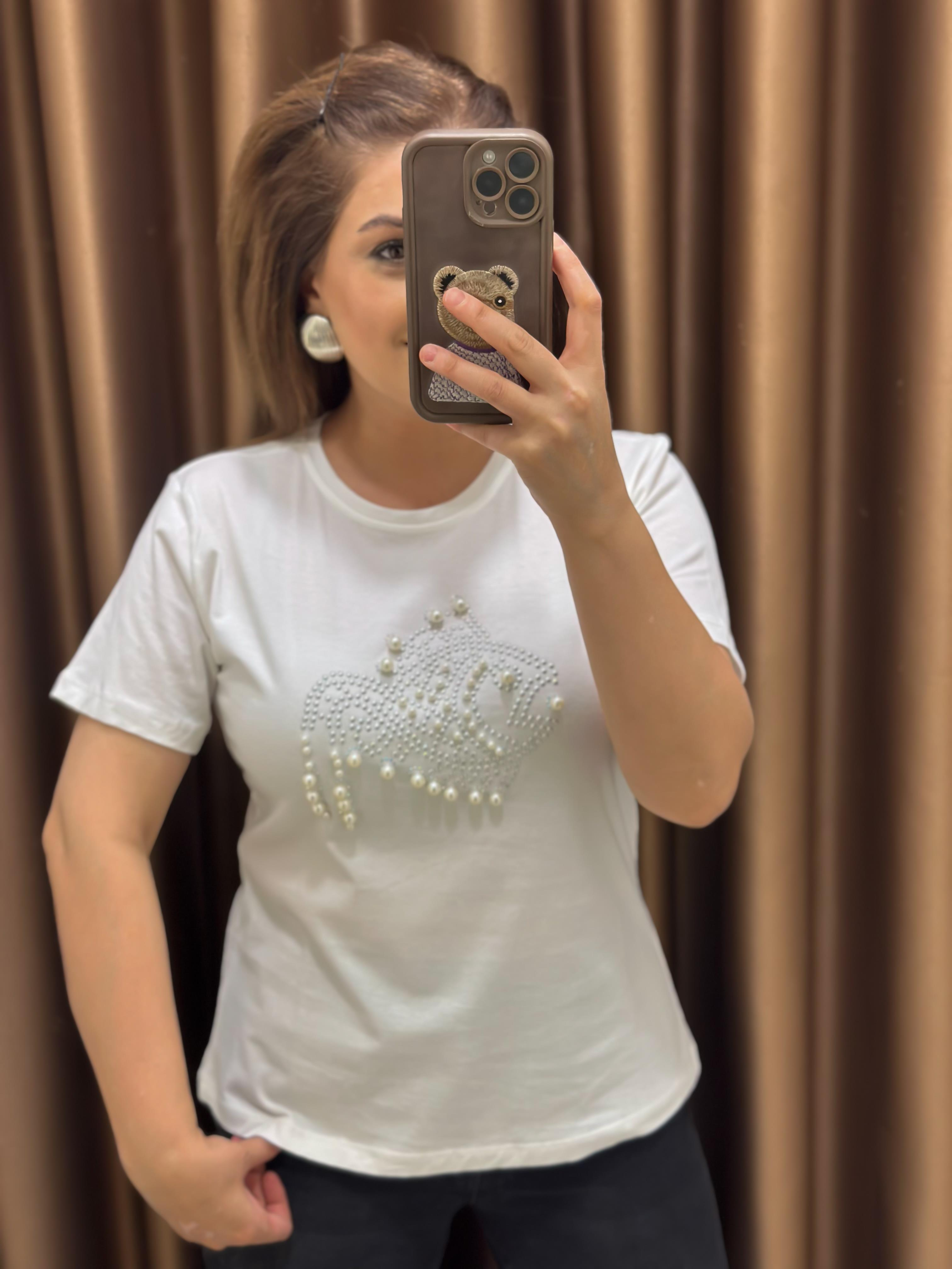 İnci Balık Detaylı Tshirt EKRU-23YUST000246
