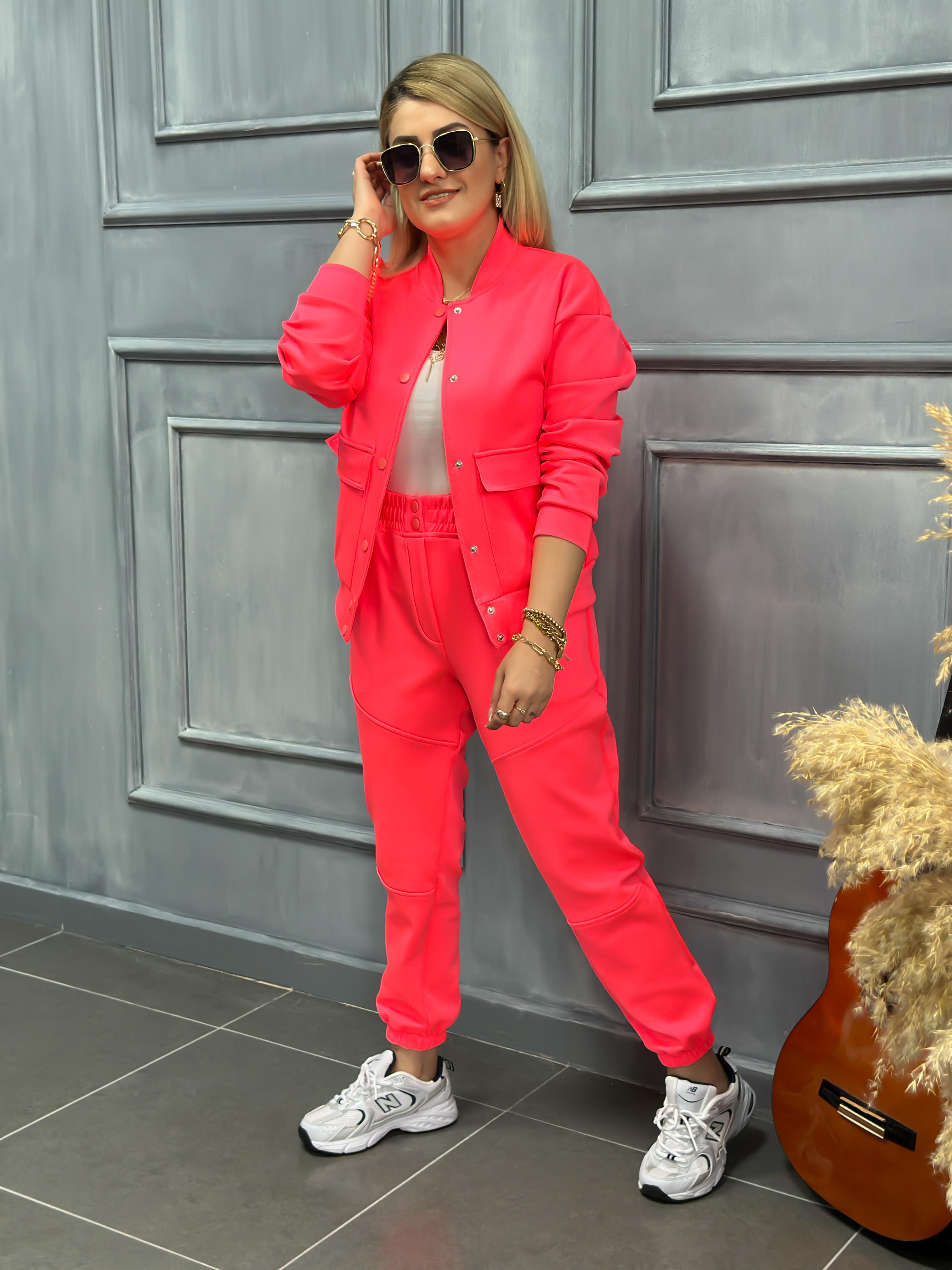 İthal  Scuba Kumaş Eşofman NEON PEMBE-23MeUST00047