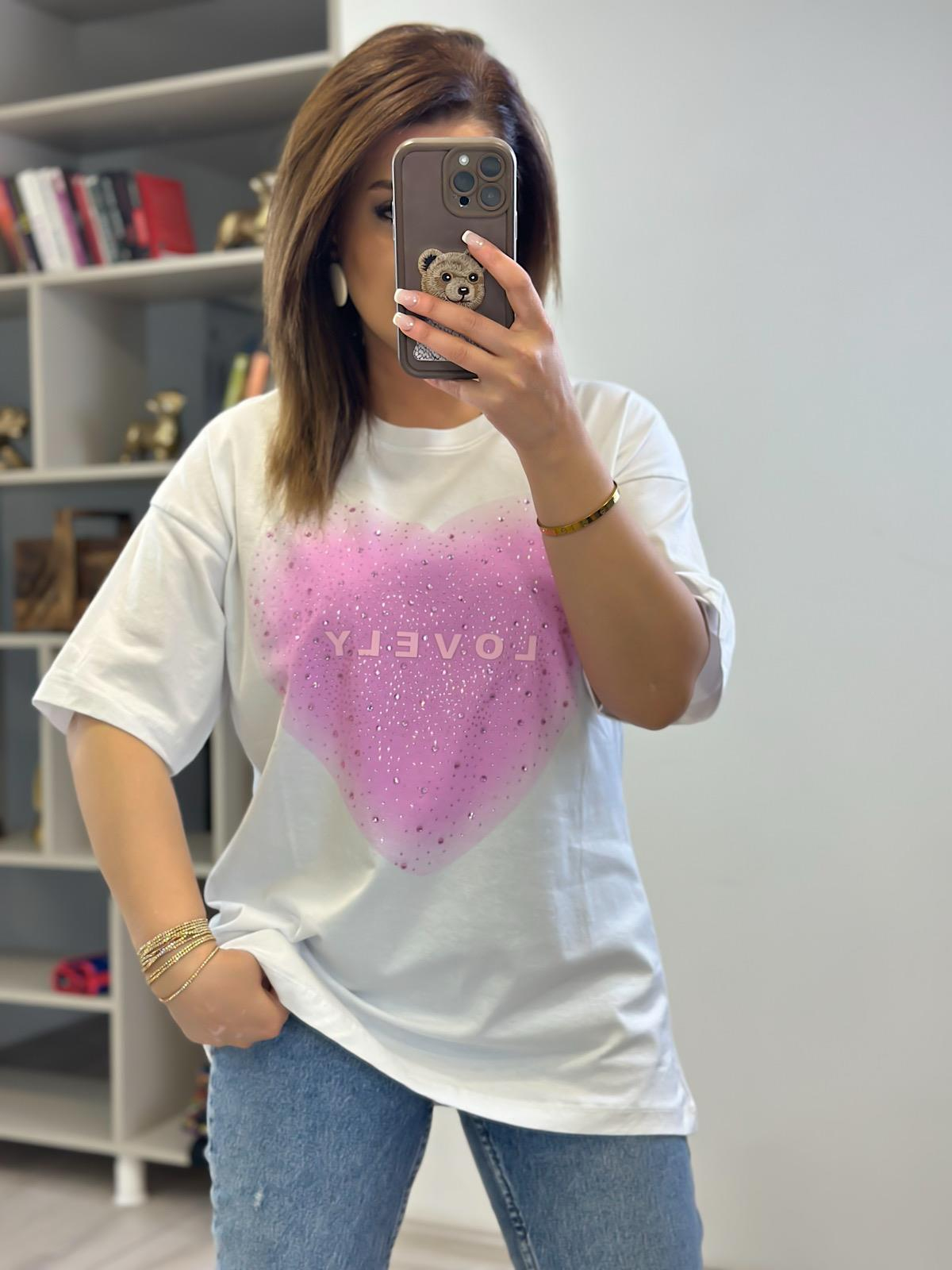 Kalp Detaylı Tshirt BEYAZ-23YUST000232