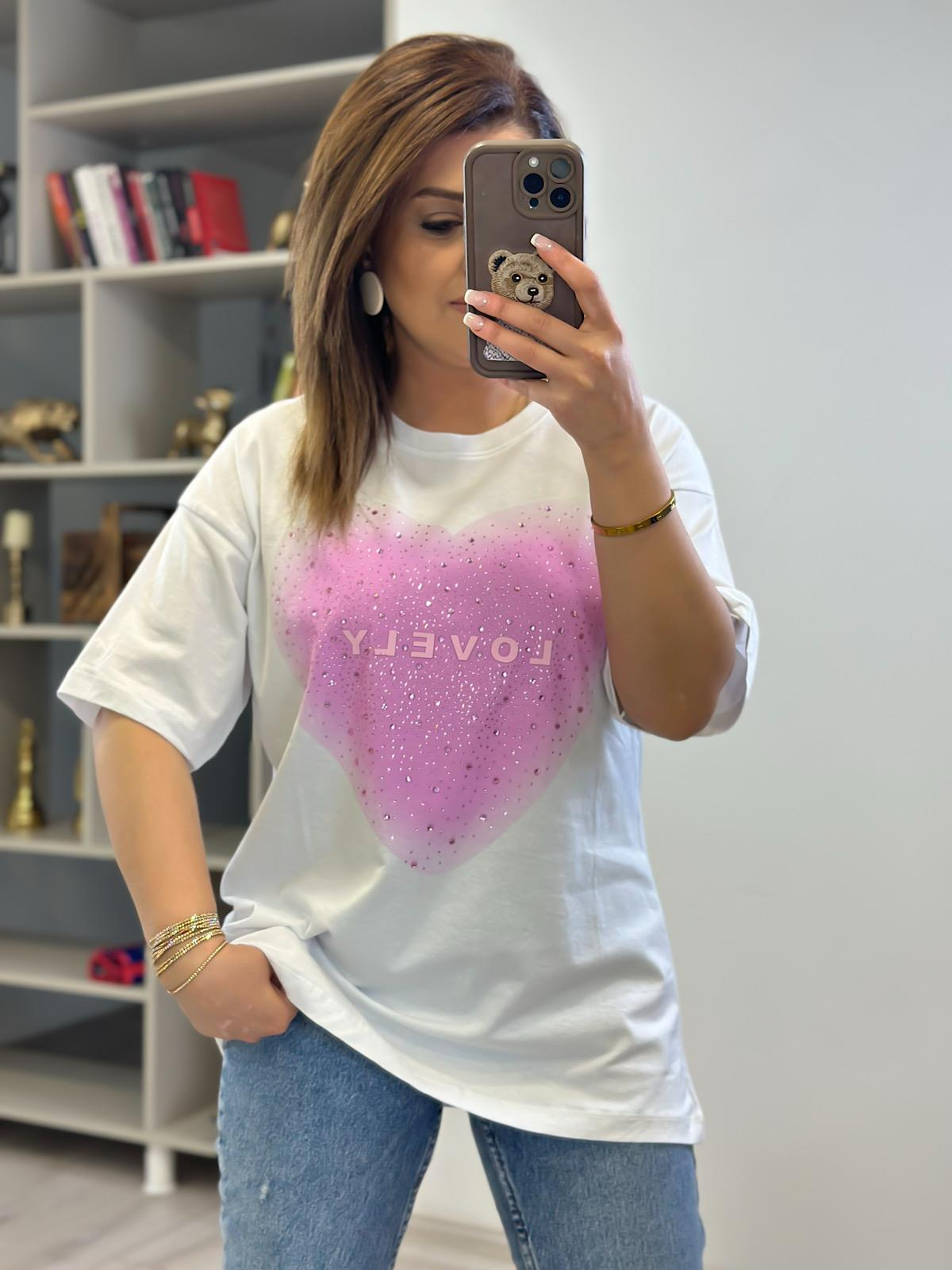 Kalp Detaylı Tshirt BEYAZ-23YUST000232