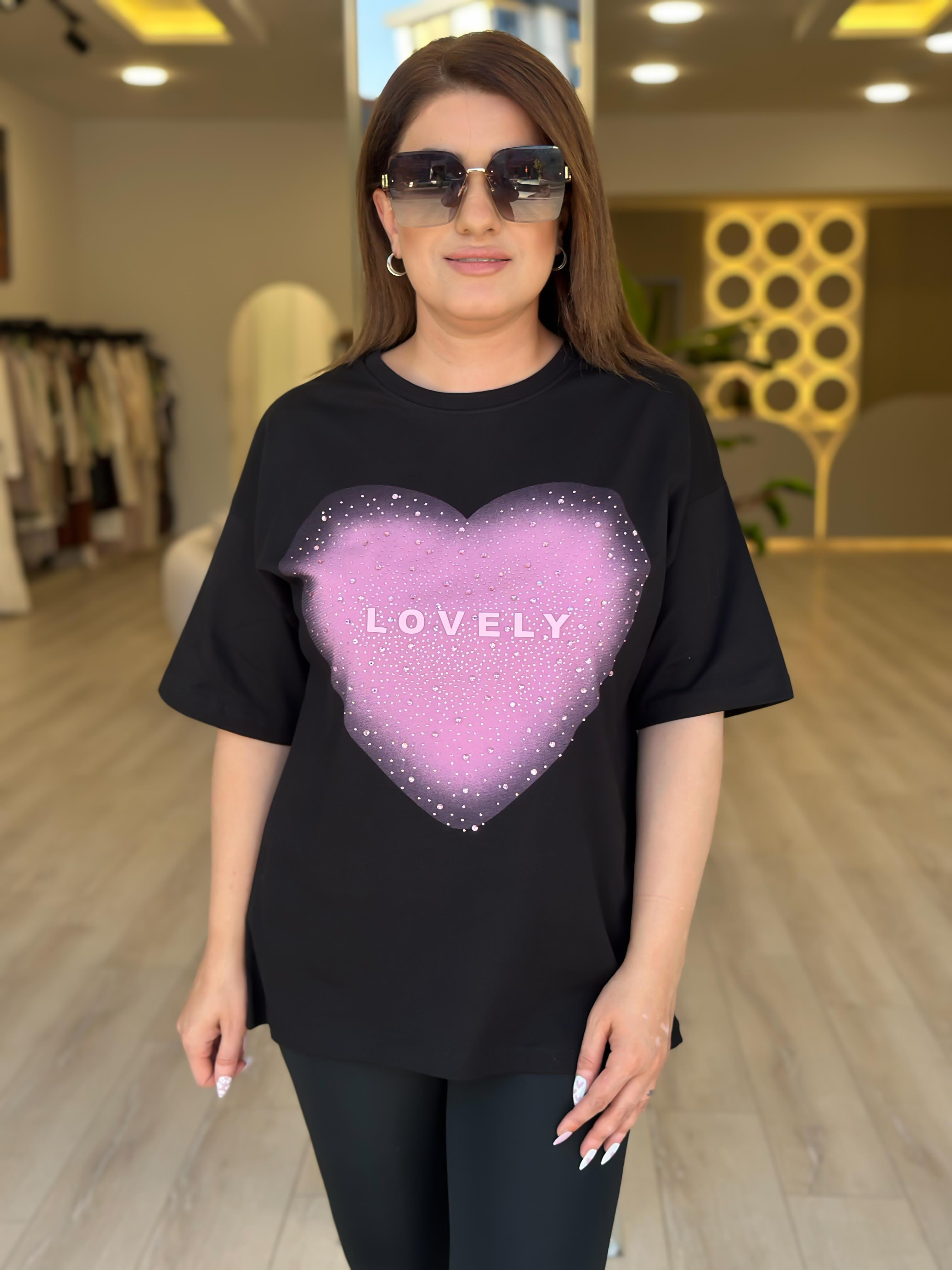 Kalp Detaylı Tshirt SİYAH-23YUST000232