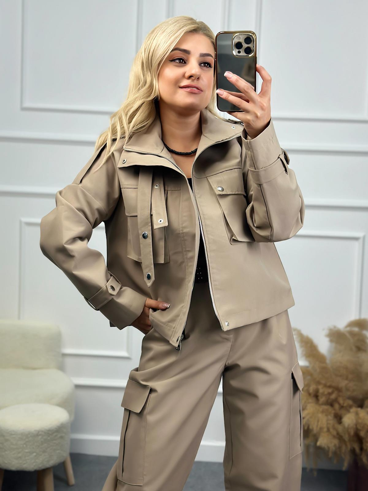 Kapak Cepli Tasarım Ceket VİZON-23KALT000018