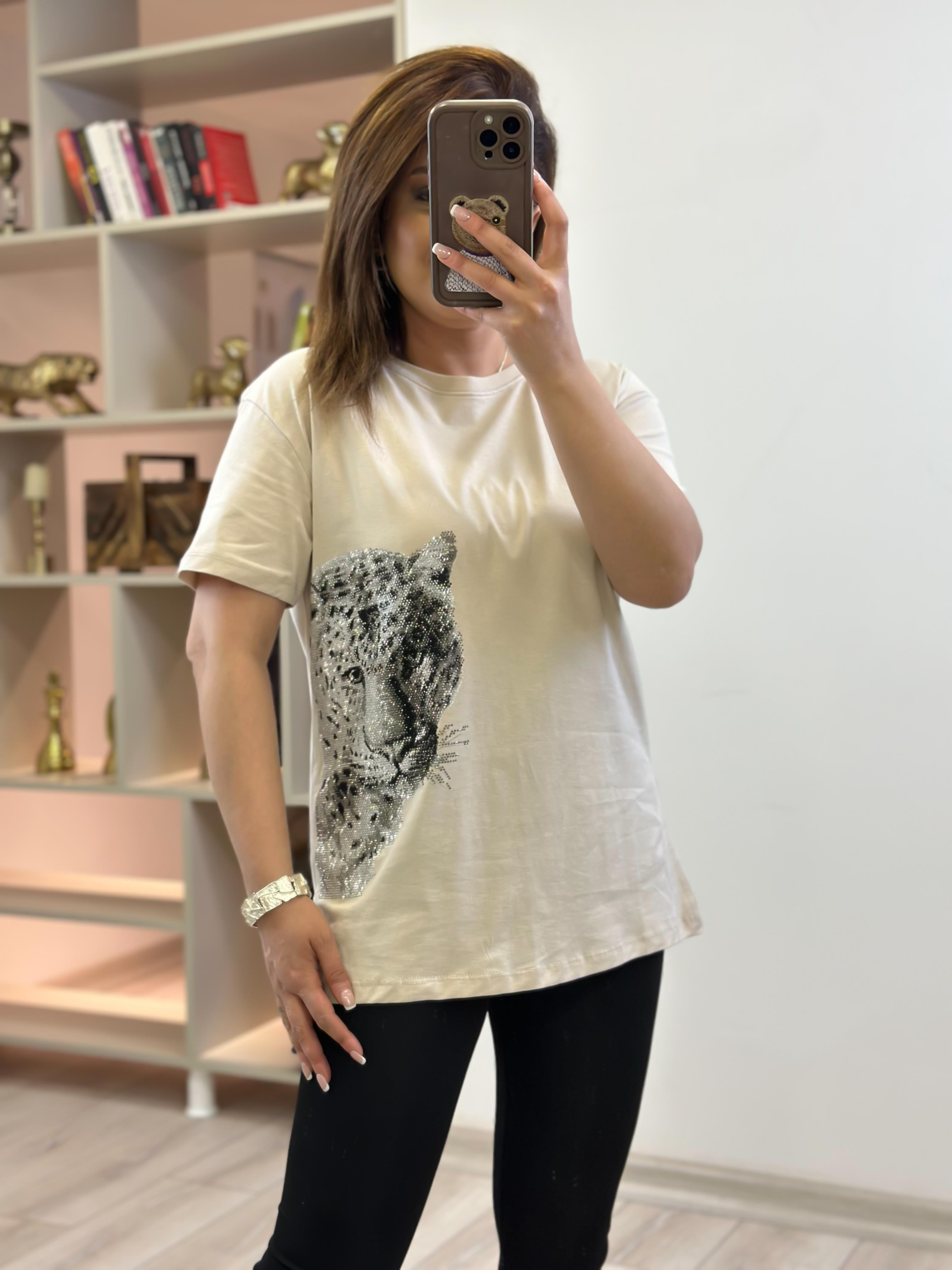 Kaplan Baskılı Tshirt BEJ-23YUST000228