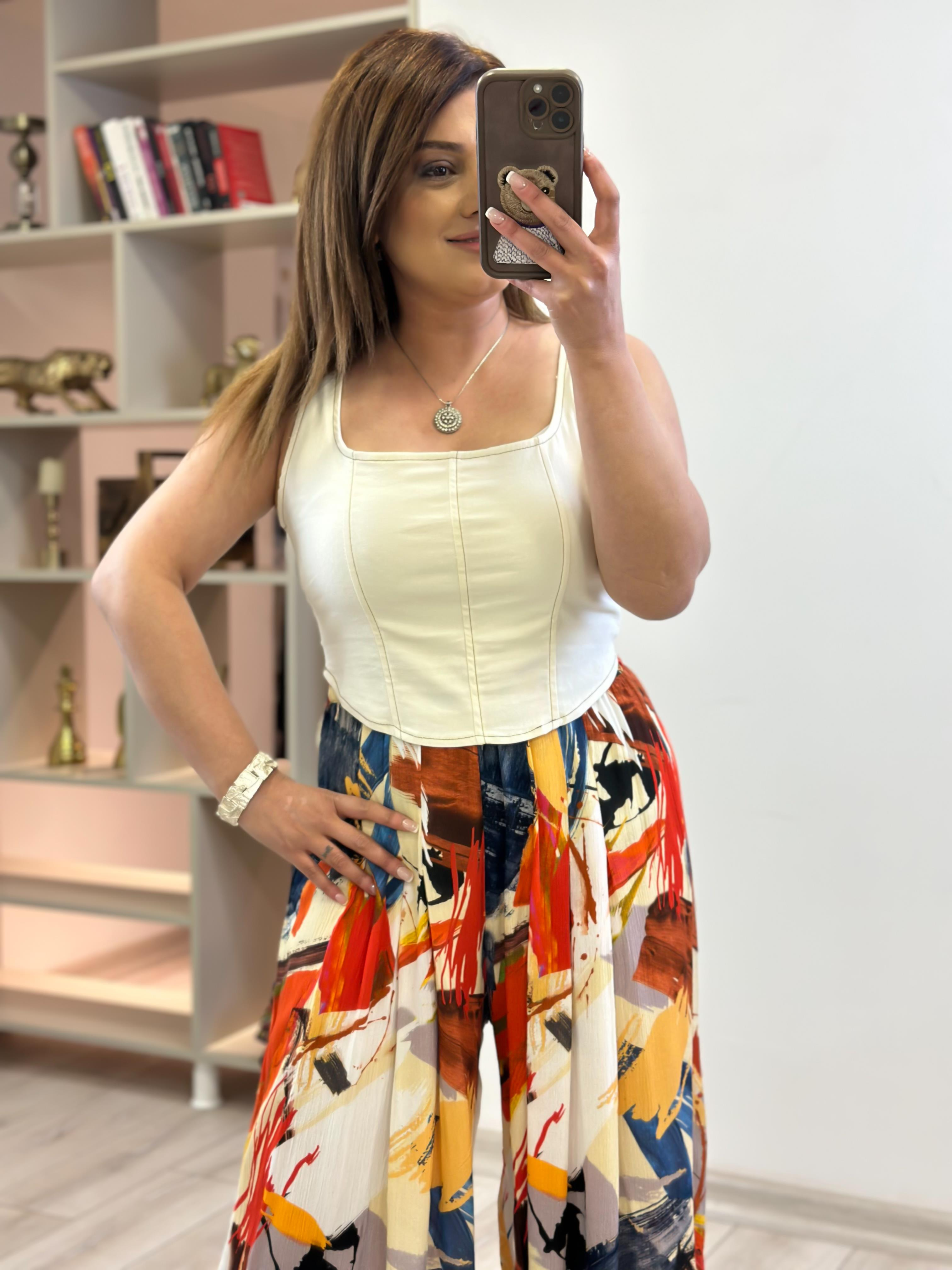 Kare Yaka Likralı Bustiyer EKRU-23YUST000209