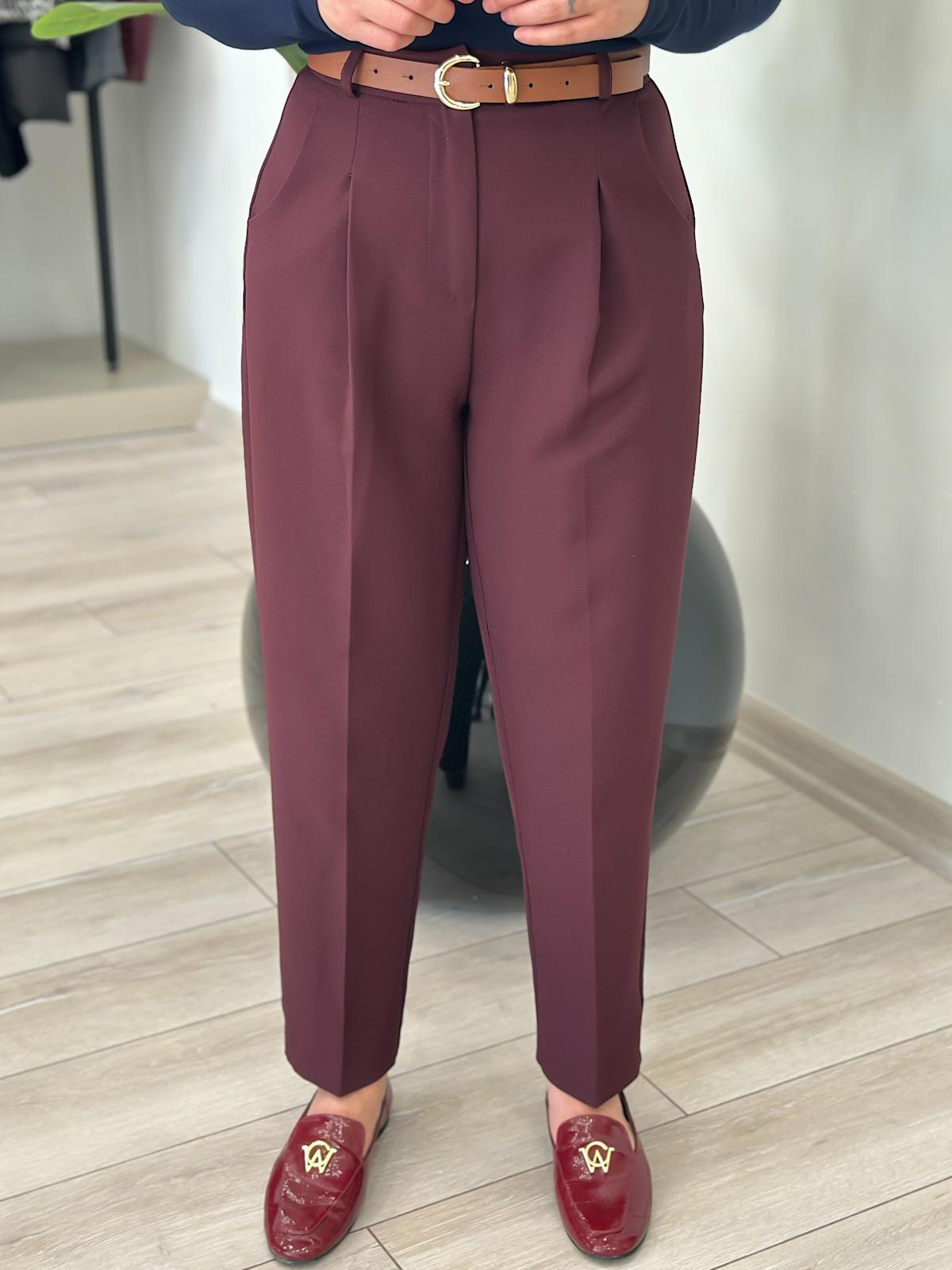 Kemerli Kumaş Pantolon MÜRDÜM-23KALT000024