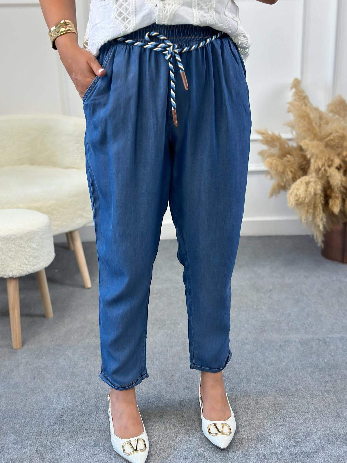 Kemerli Pantalon MAVİ-23YALT000028