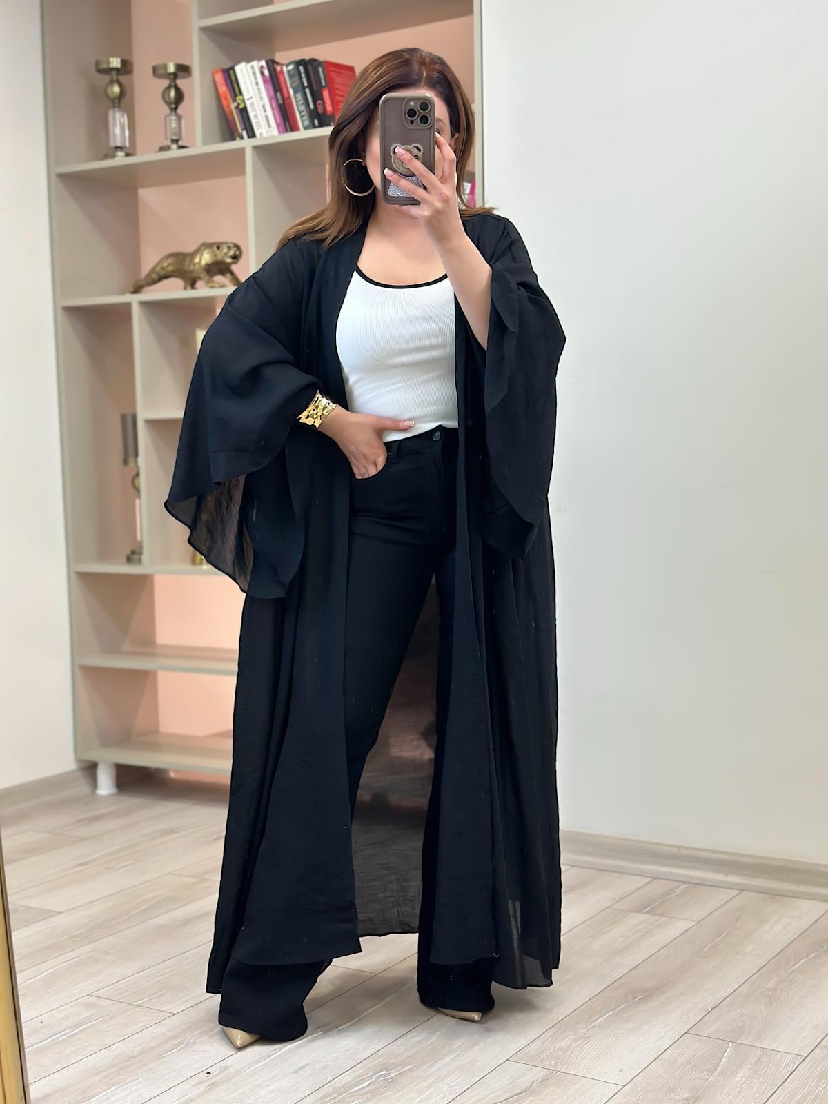 Keten Kimono SİYAH-23YDIS000010