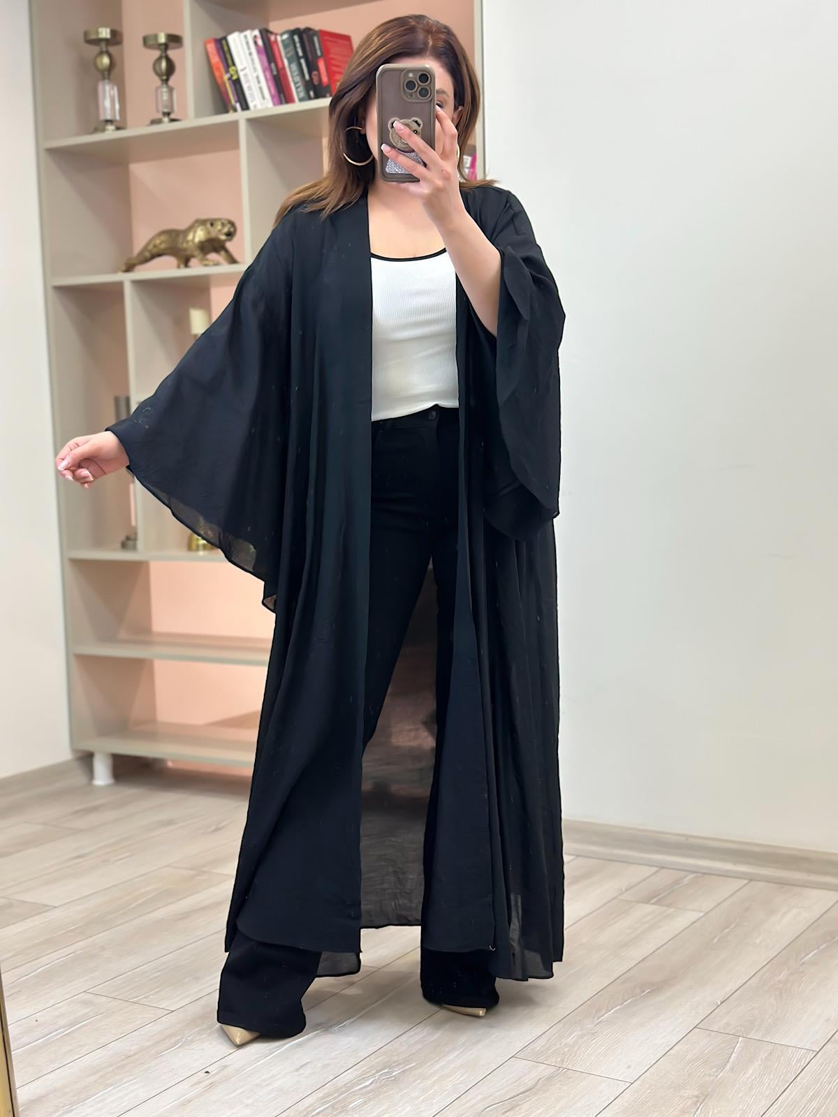 Keten Kimono SİYAH-23YDIS000010