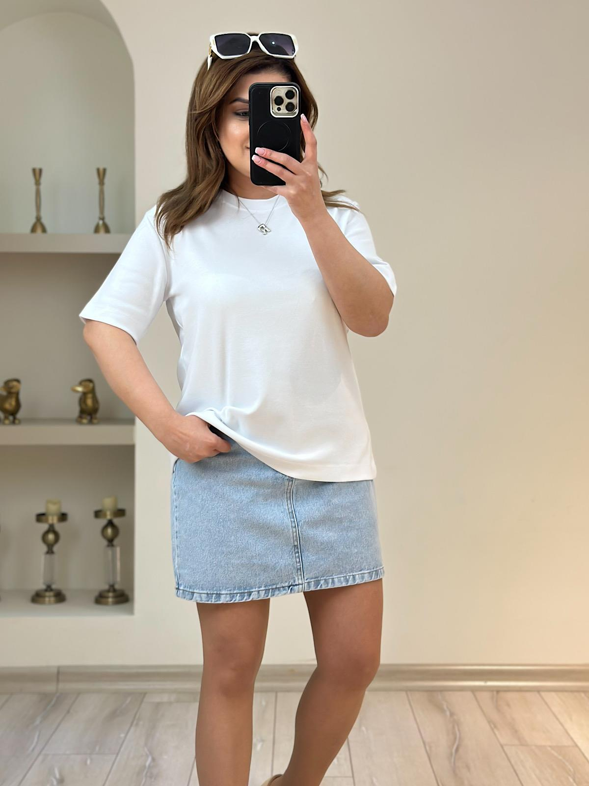 Kısa Kol Düz Tshirt BEYAZ-23YUST000177