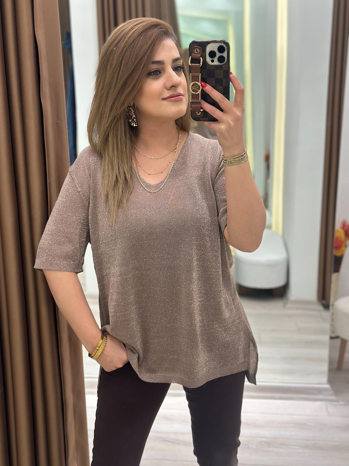 Kısa Kol Simli Merserize Triko VİZON-23MeUST00106