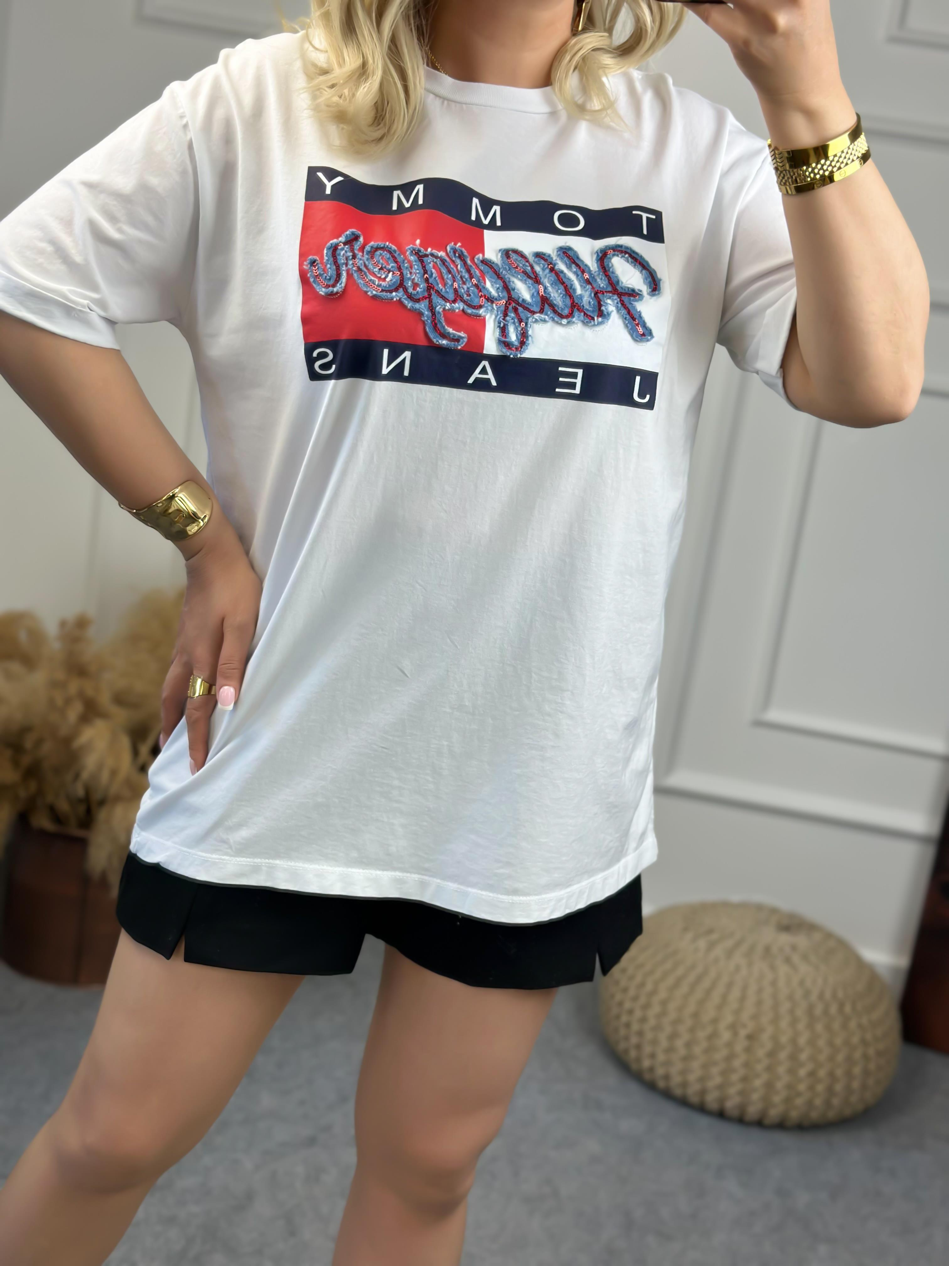 Kot Detaylı Tshirt BEYAZ-23YUST000069