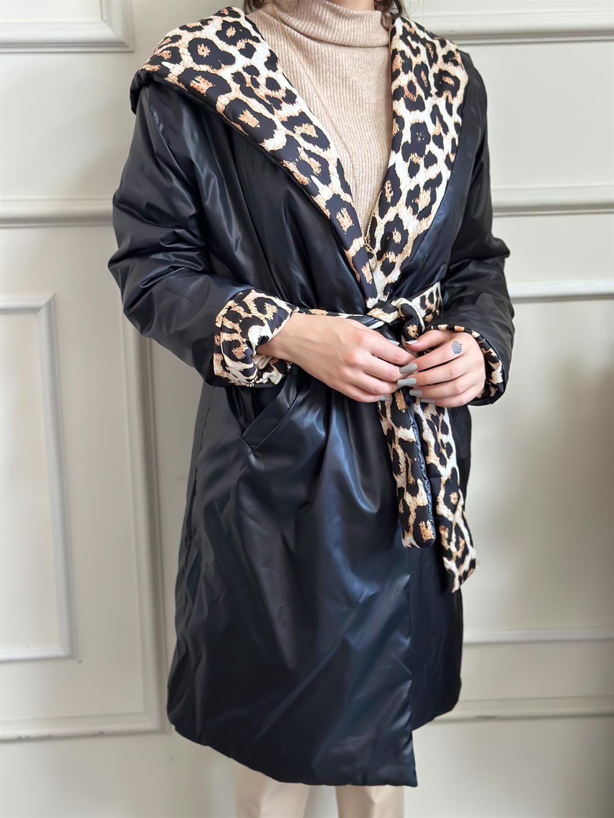 Leopar Double Face Siyah Yağmurluk SİYAH-23MeDIS00001