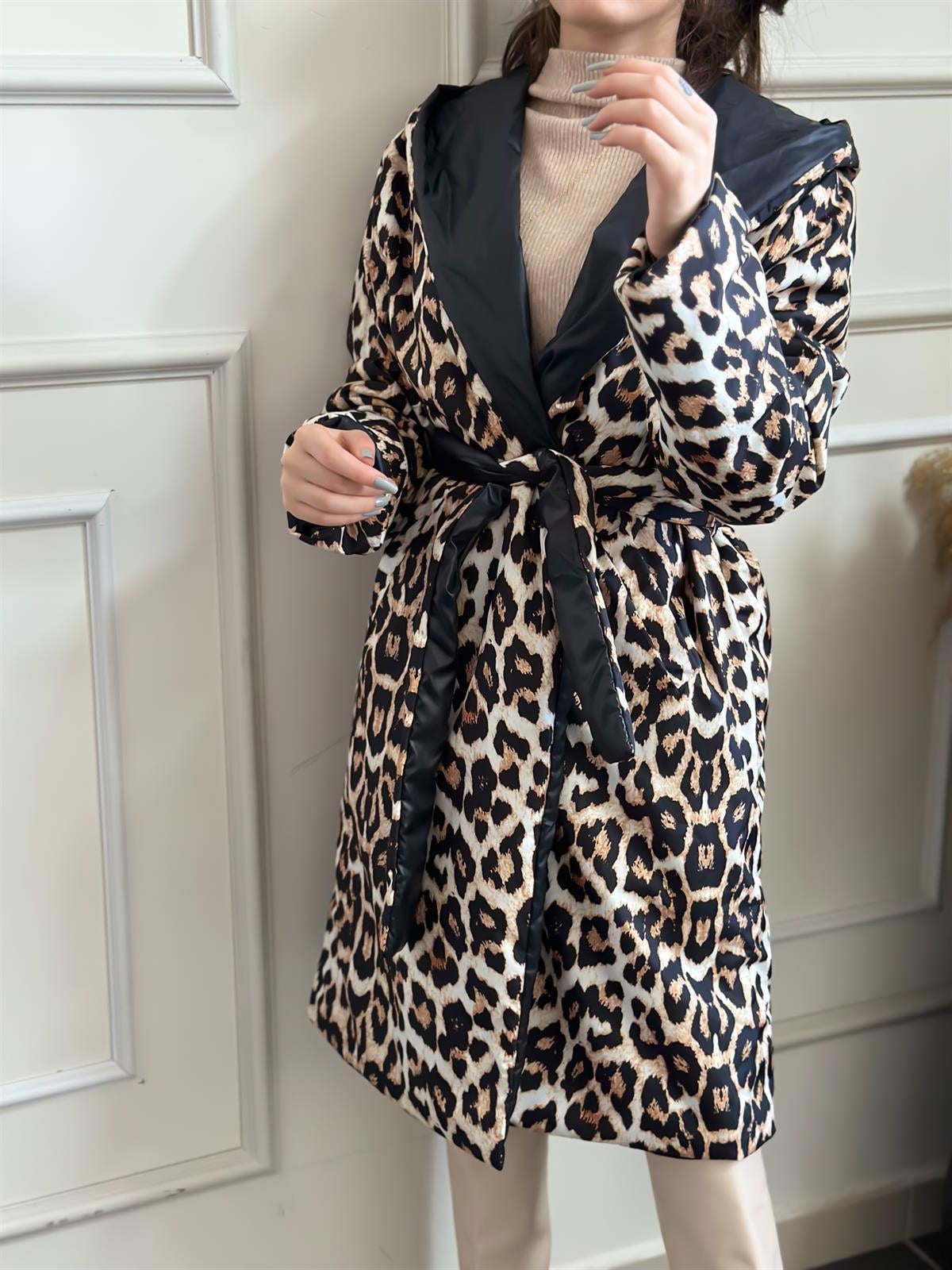 Leopar Double Face Siyah Yağmurluk SİYAH-23MeDIS00001