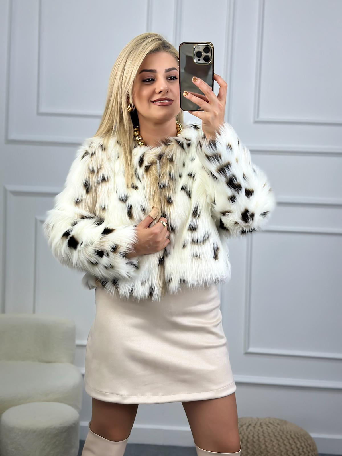 Leopar Tüylü Kürk EKRU-23MeDIS00007