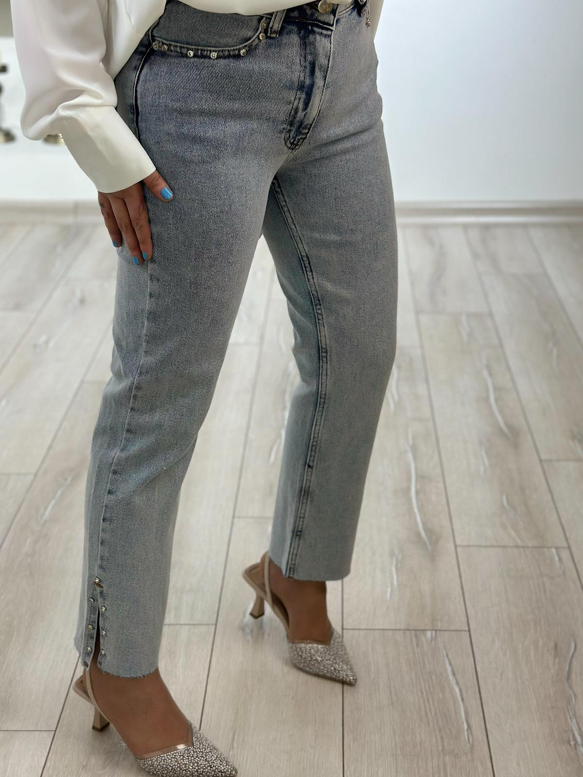 Lüks Kalite Flare Paça Mom Fit Pantolon BUZ MAVİ-23YALT000036