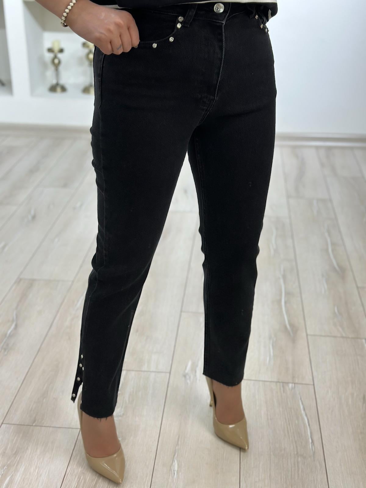 Lüks Kalite Flare Paça Mom Fit Pantolon FÜME-23YALT000036