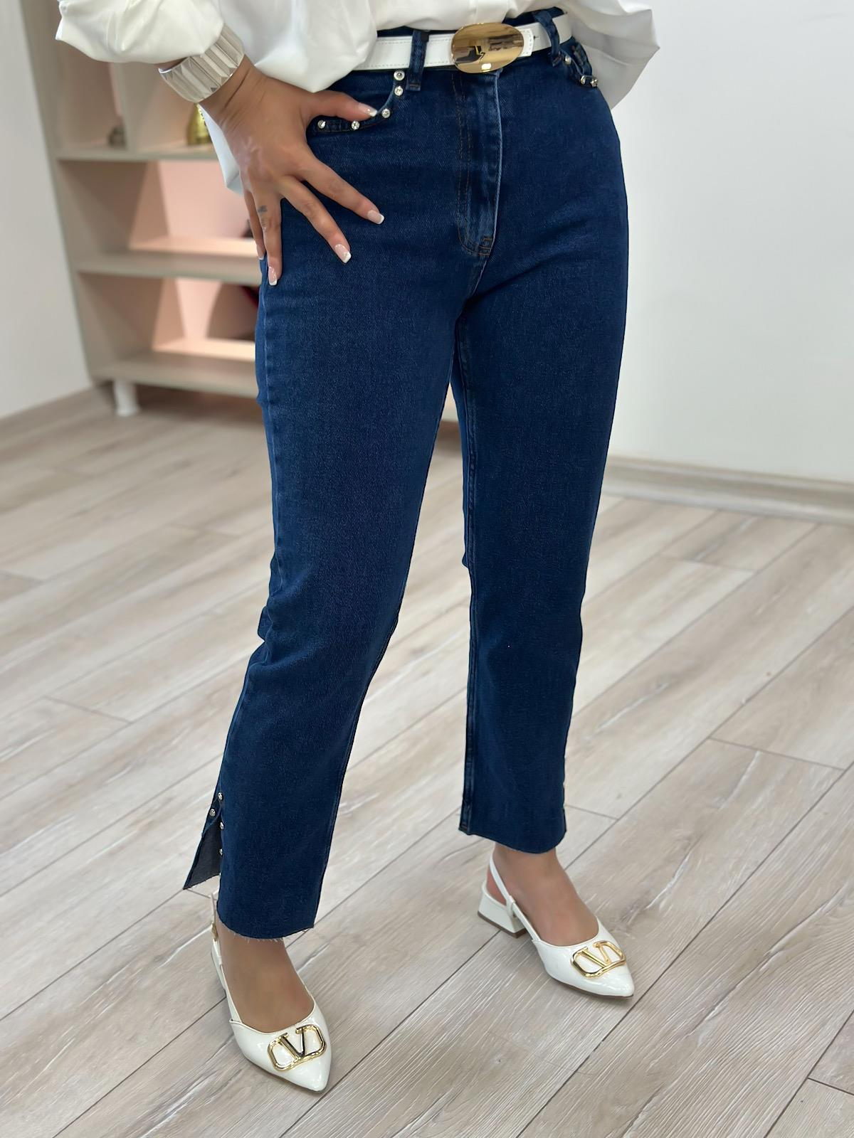 Lüks Kalite Flare Paça Mom Fit Pantolon KOYU MAVİ-23YALT000036