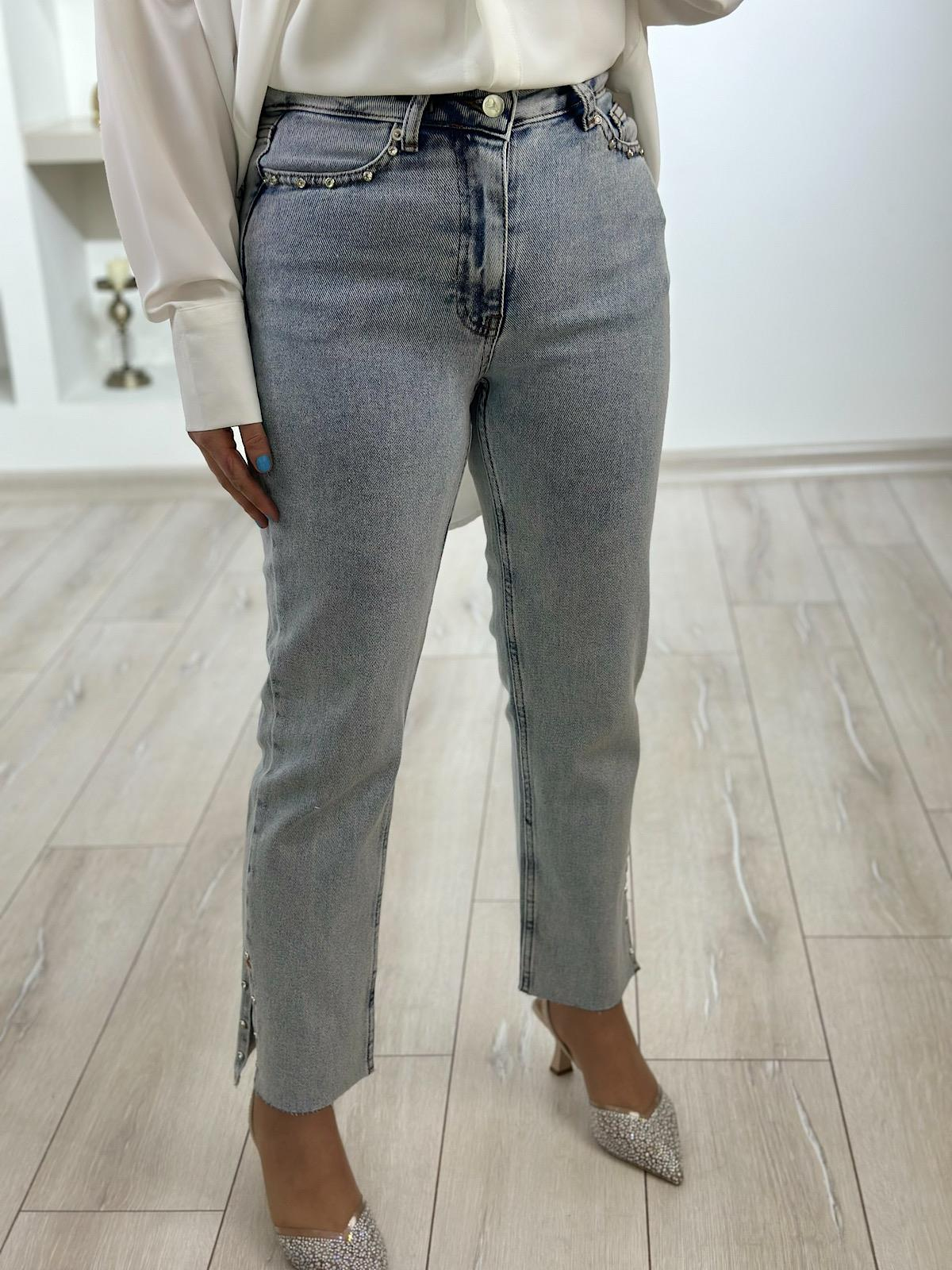 Lüks Kalite Flare Paça Mom Fit Pantolon BUZ MAVİ-23YALT000036