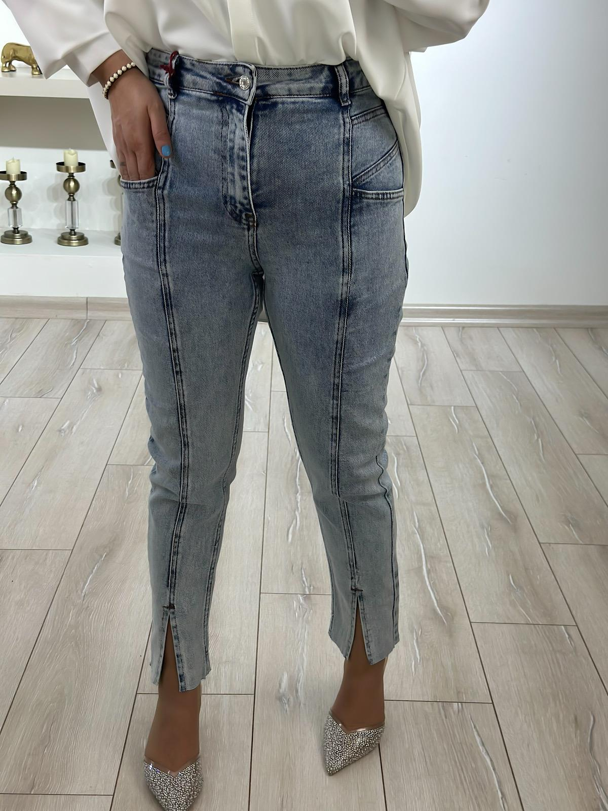 Lüks Kalite Paça Detay Jean BUZ MAVİ-23YALT000034