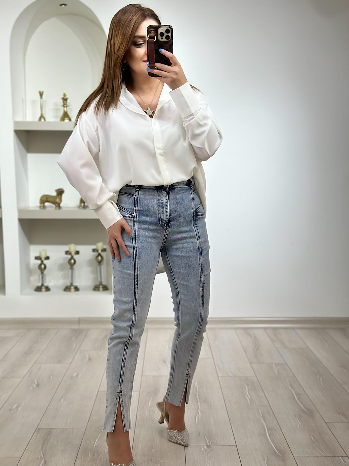Lüks Kalite Paça Detay Jean BUZ MAVİ-23YALT000034