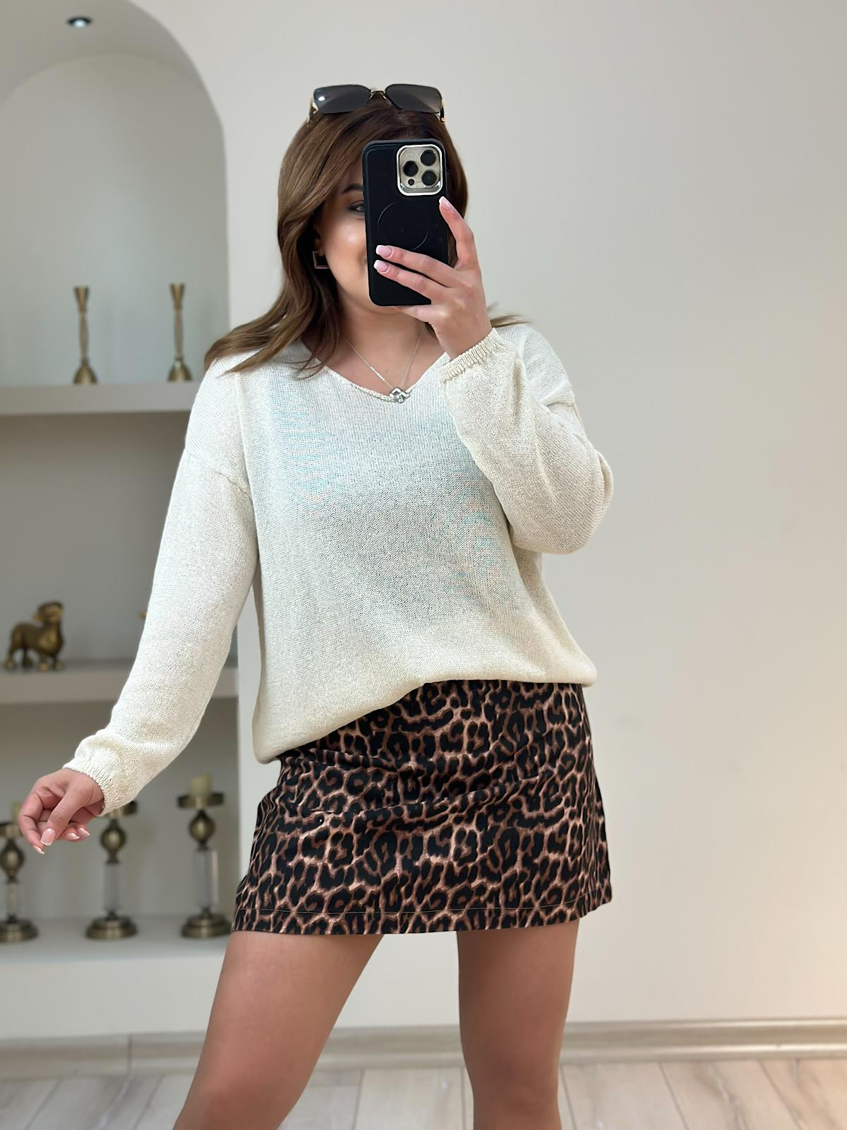 Naturel Yaka Basic Triko EKRU-23YUST000169