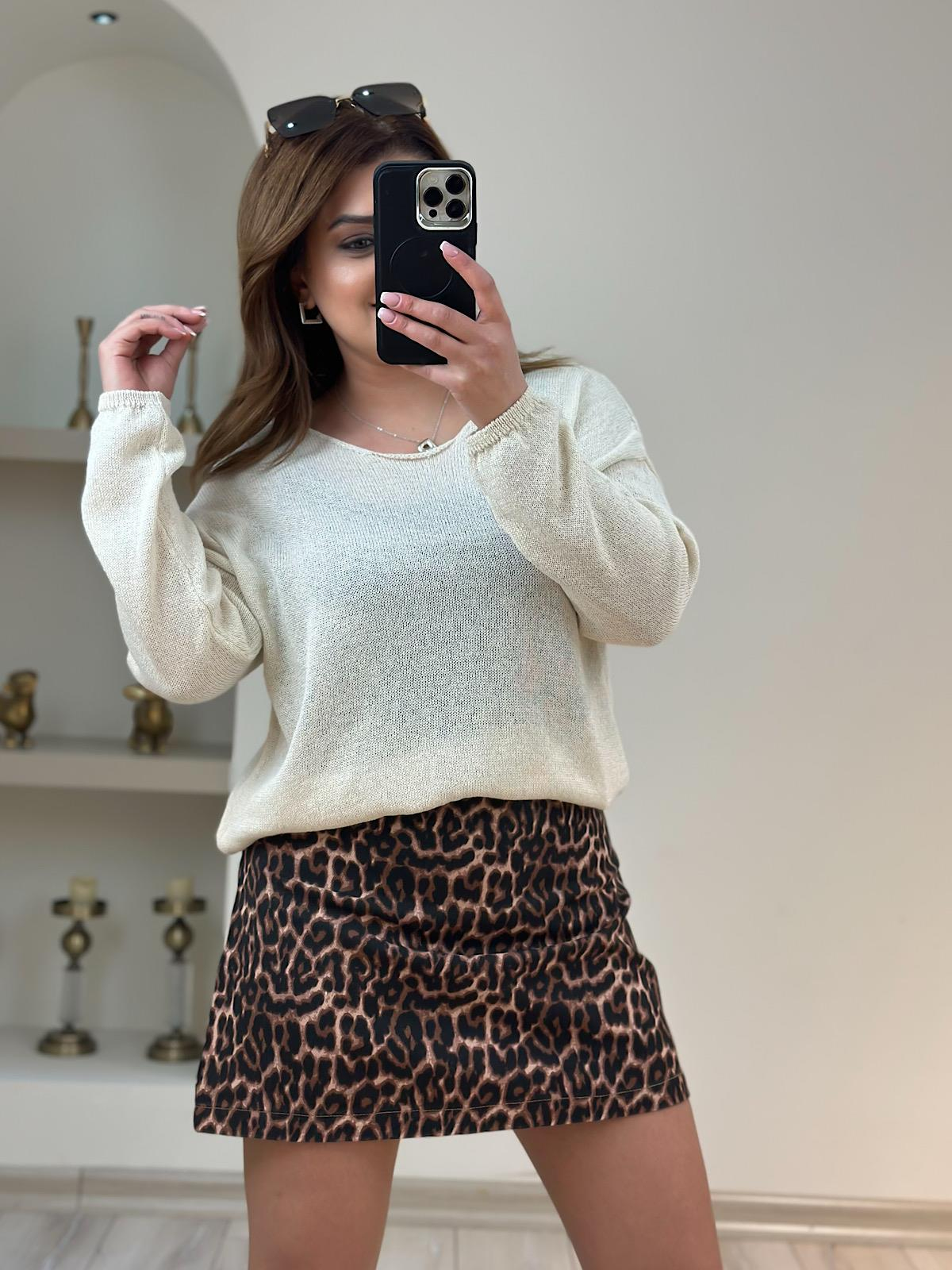 Naturel Yaka Basic Triko EKRU-23YUST000169