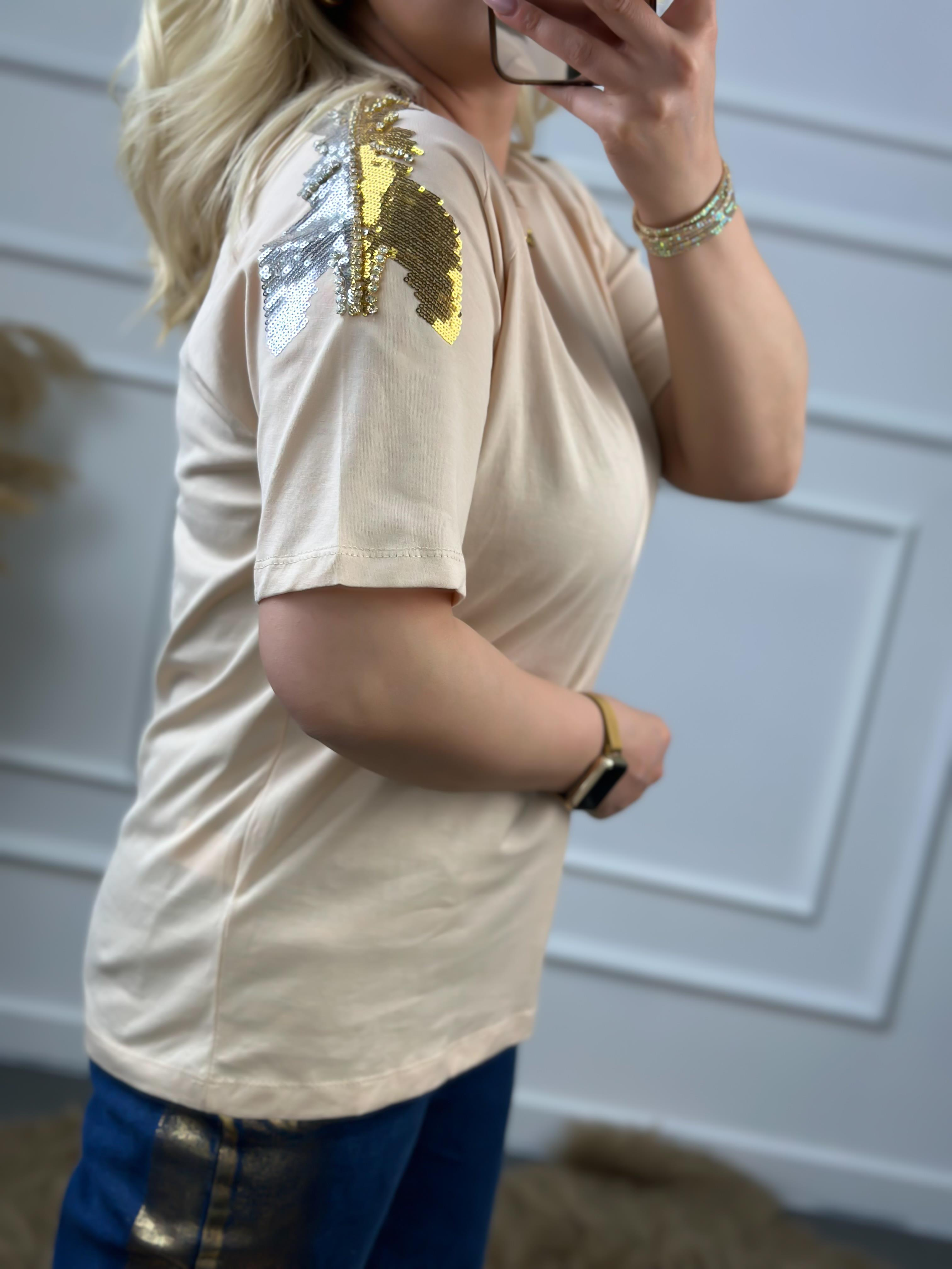 Omuz Pullu Tshirt BEJ-23YUST000053