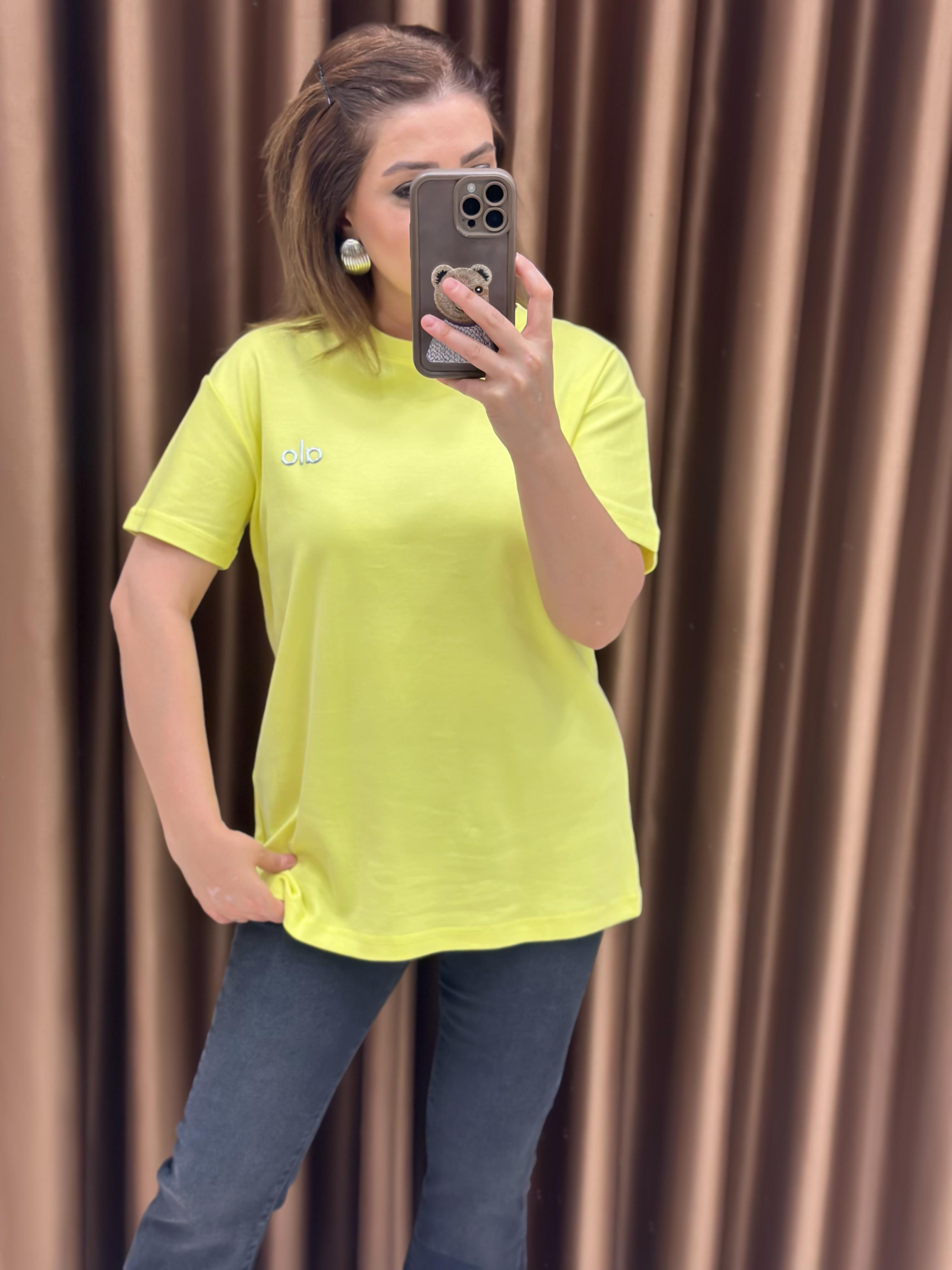 Orjinal Marka Düz Tshirt Sarı-23YUST000240