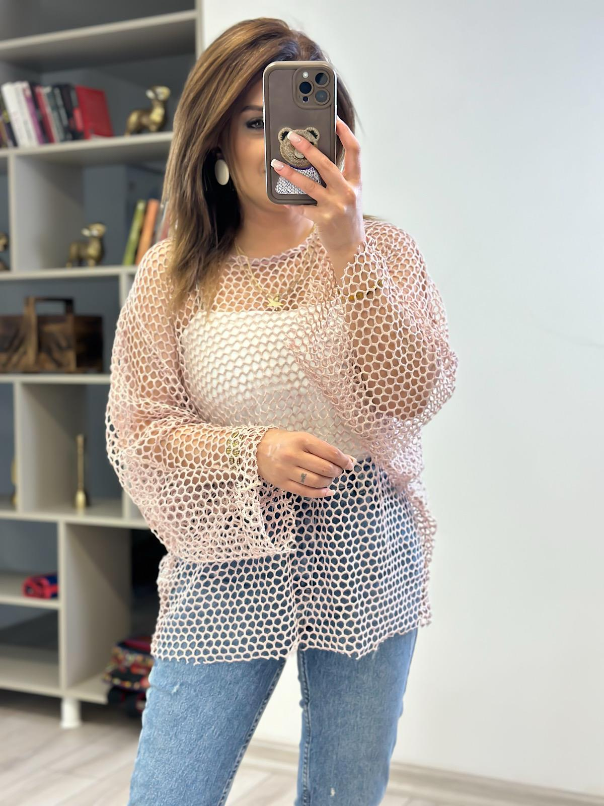 Oversize Simli File Bluz PUDRA-23YUST000206