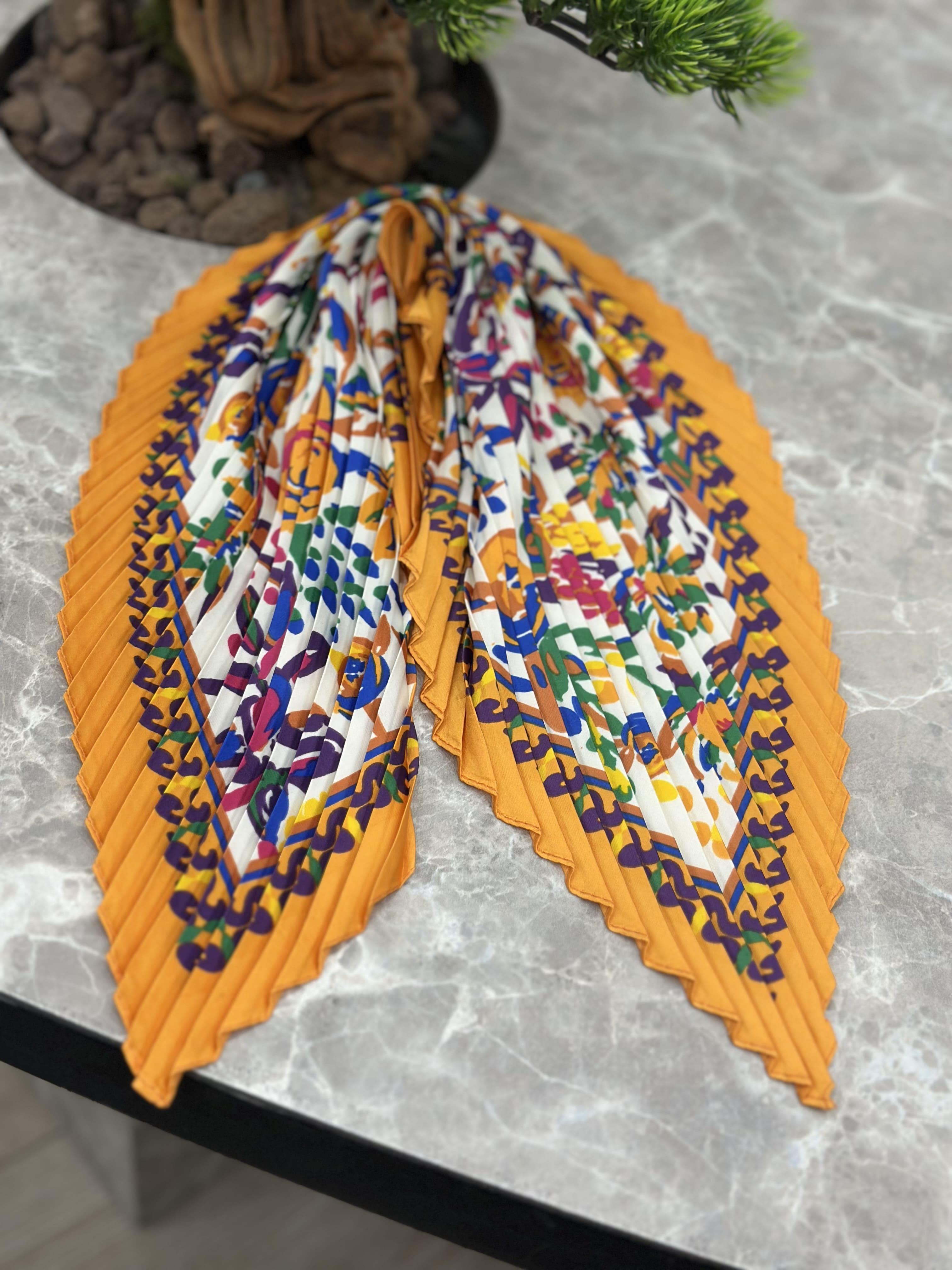 Piliseli Desenli Fular TURUNCU-23YAKS000013