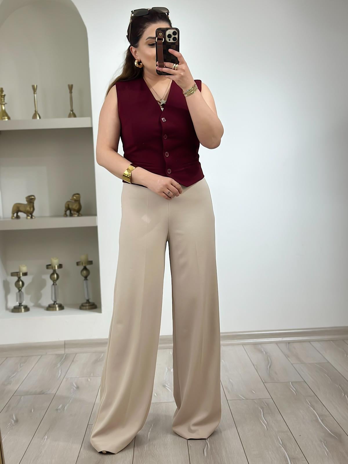 Premium Bol Paça Kumaş Pantolon TAŞ-23MeALT00078