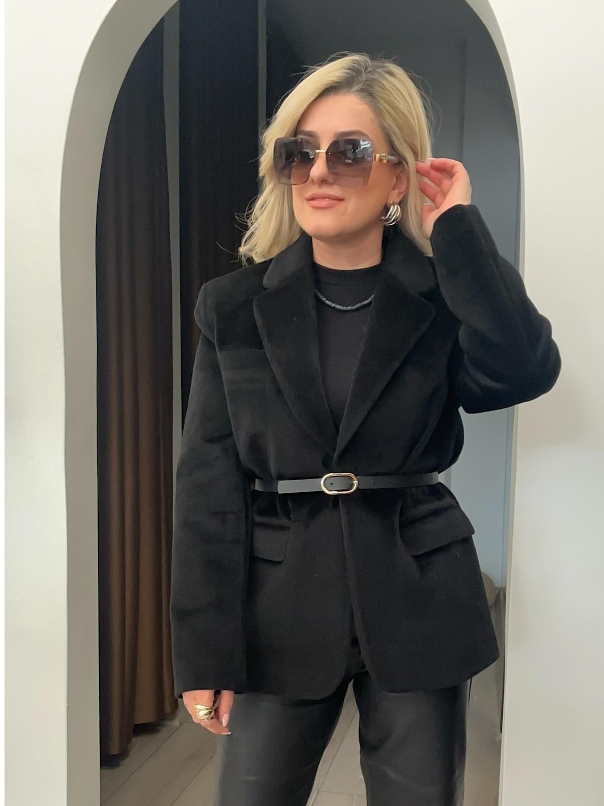 Premium Kalite Tay Tüyü Blazer SİYAH-23KDIS000059