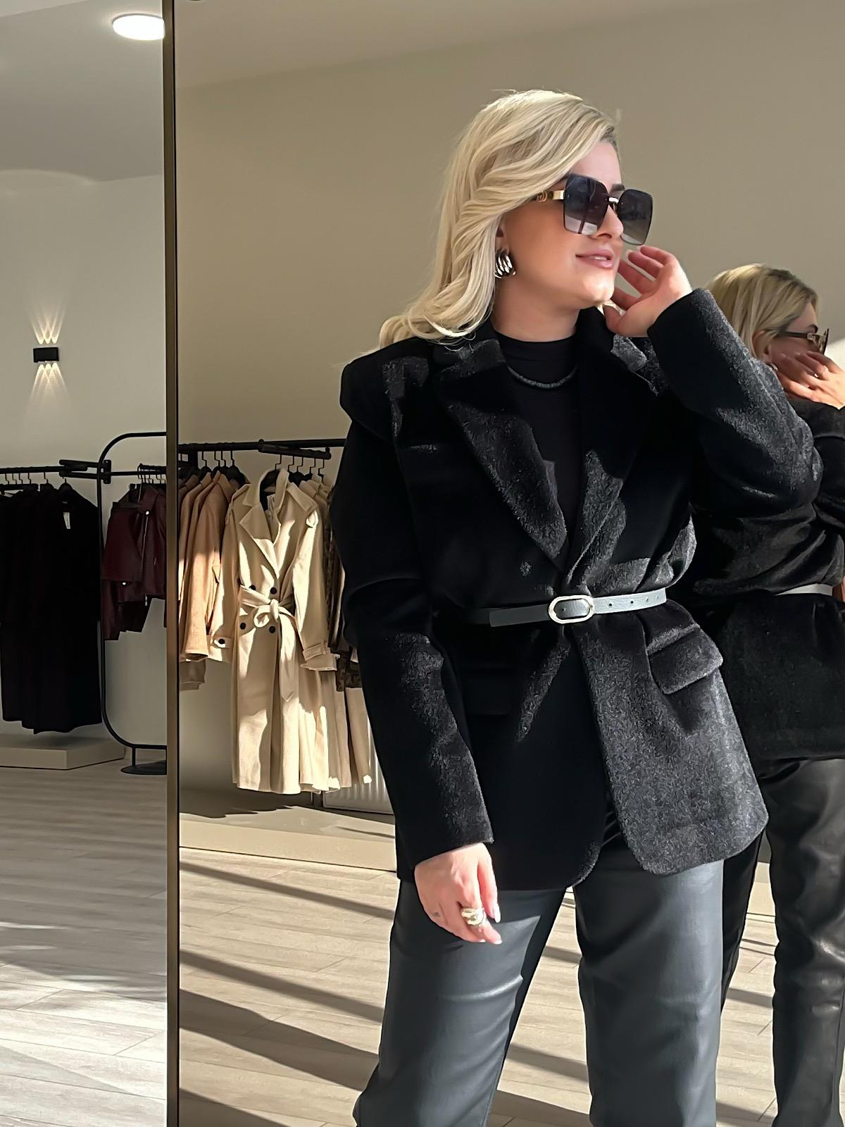 Premium Kalite Tay Tüyü Blazer SİYAH-23KDIS000059