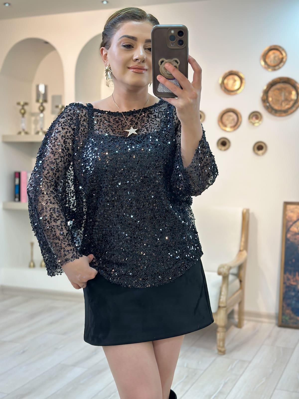 Pul Payet Bluz SİYAH-23YUST000284