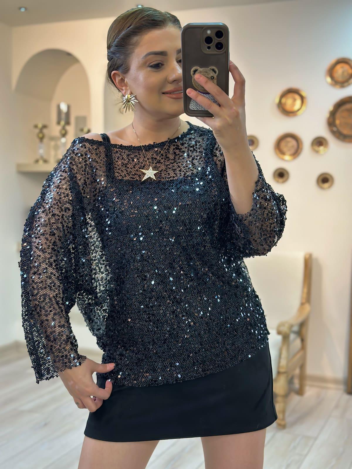 Pul Payet Bluz SİYAH-23YUST000284
