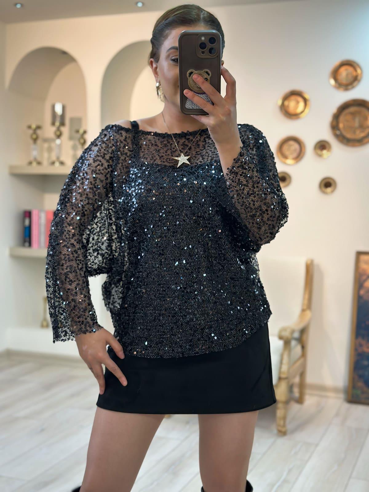 Pul Payet Bluz SİYAH-23YUST000284
